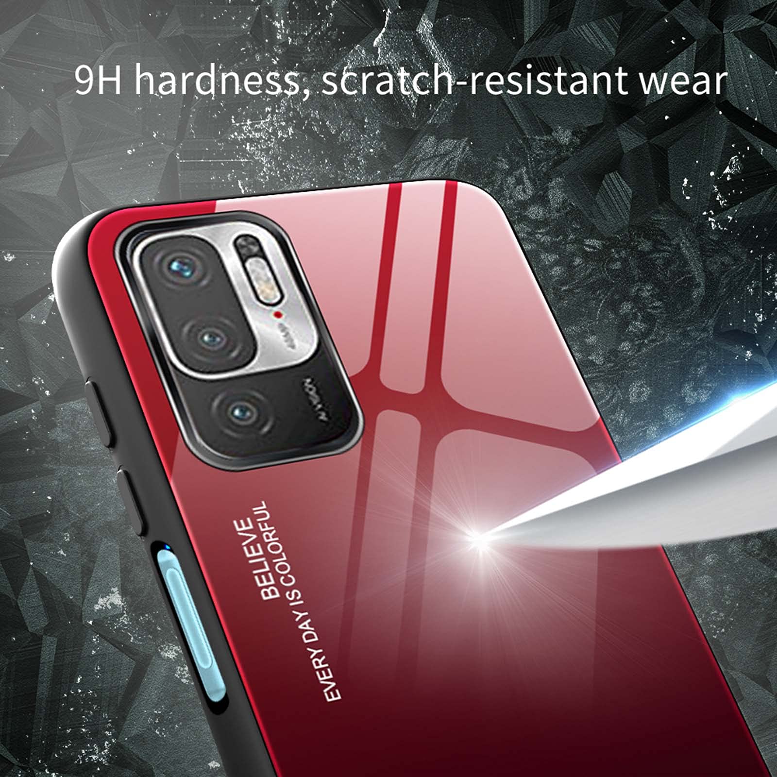 KANSi Cover compatibile per Xiaomi POCO M3 Pro 5G / Redmi Note 10 5G, Vetro Temperato [2 Pack] + Custodie Silicone TPU 360° Rotante Anello Magnetica Anello Ring - Rose Gold