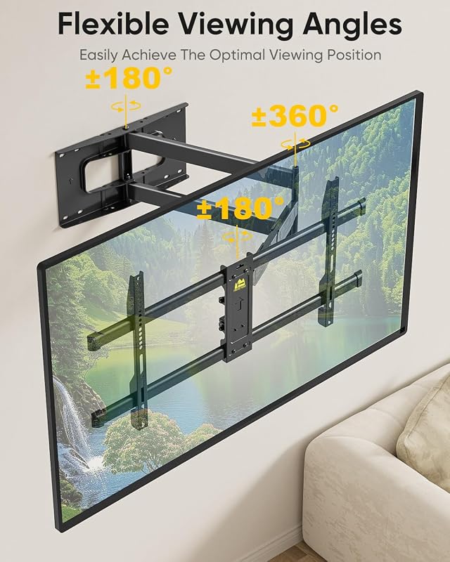 FORGING MOUNT Dönthető-Forgatható TV Fali Tartó 42-86" Képernyőkhöz, 109 cm Extra Hosszú Karral, 50 kg Teherbírással, Lapos/Ívelt TV-hez, VE