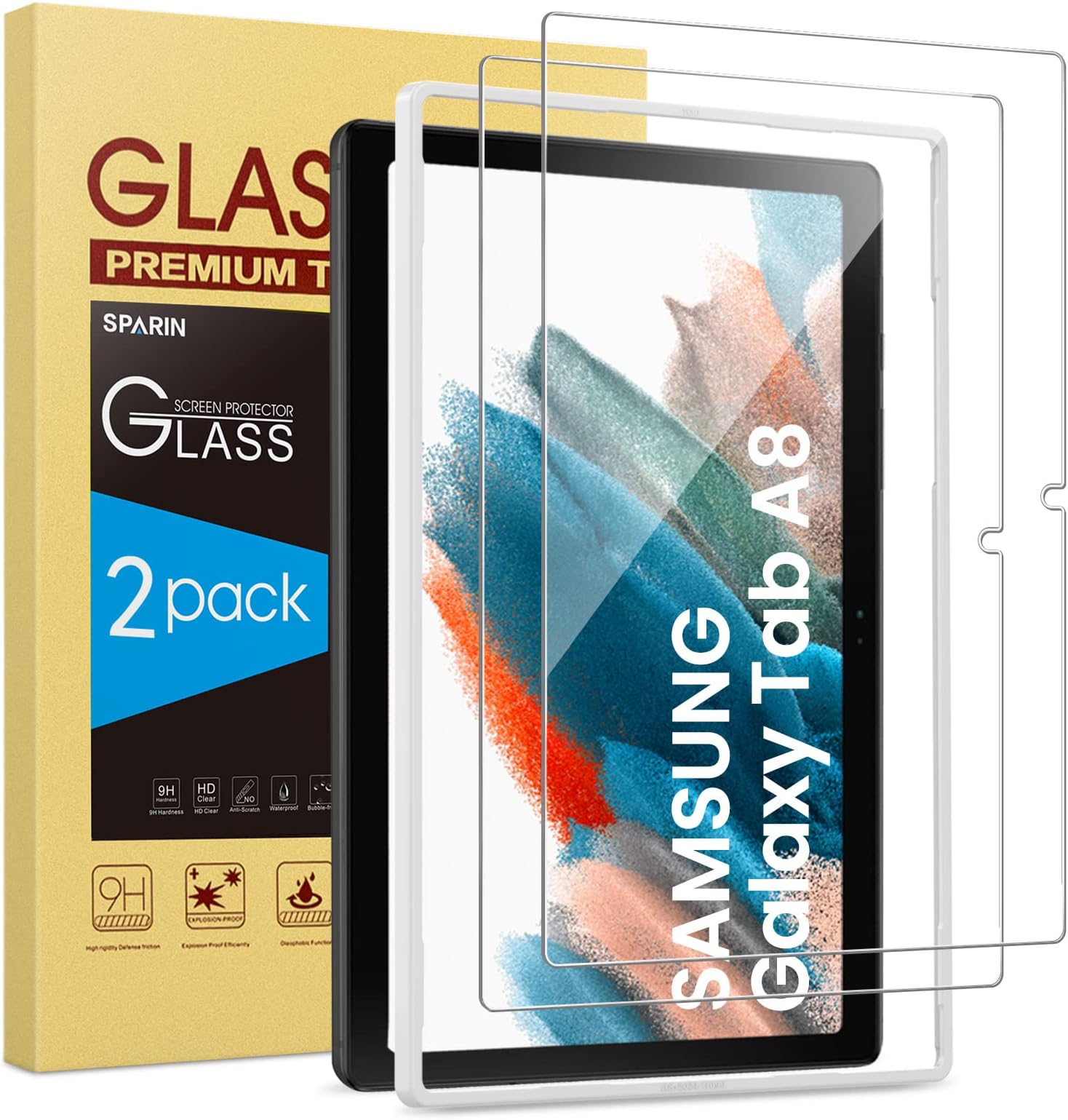 SPARIN[2 Pack] Screen Protector for Samsung Galaxy Tab A8 (2021 Release) 10.4 inch Tempered Glass/Anti-Scratch/Bubble Free