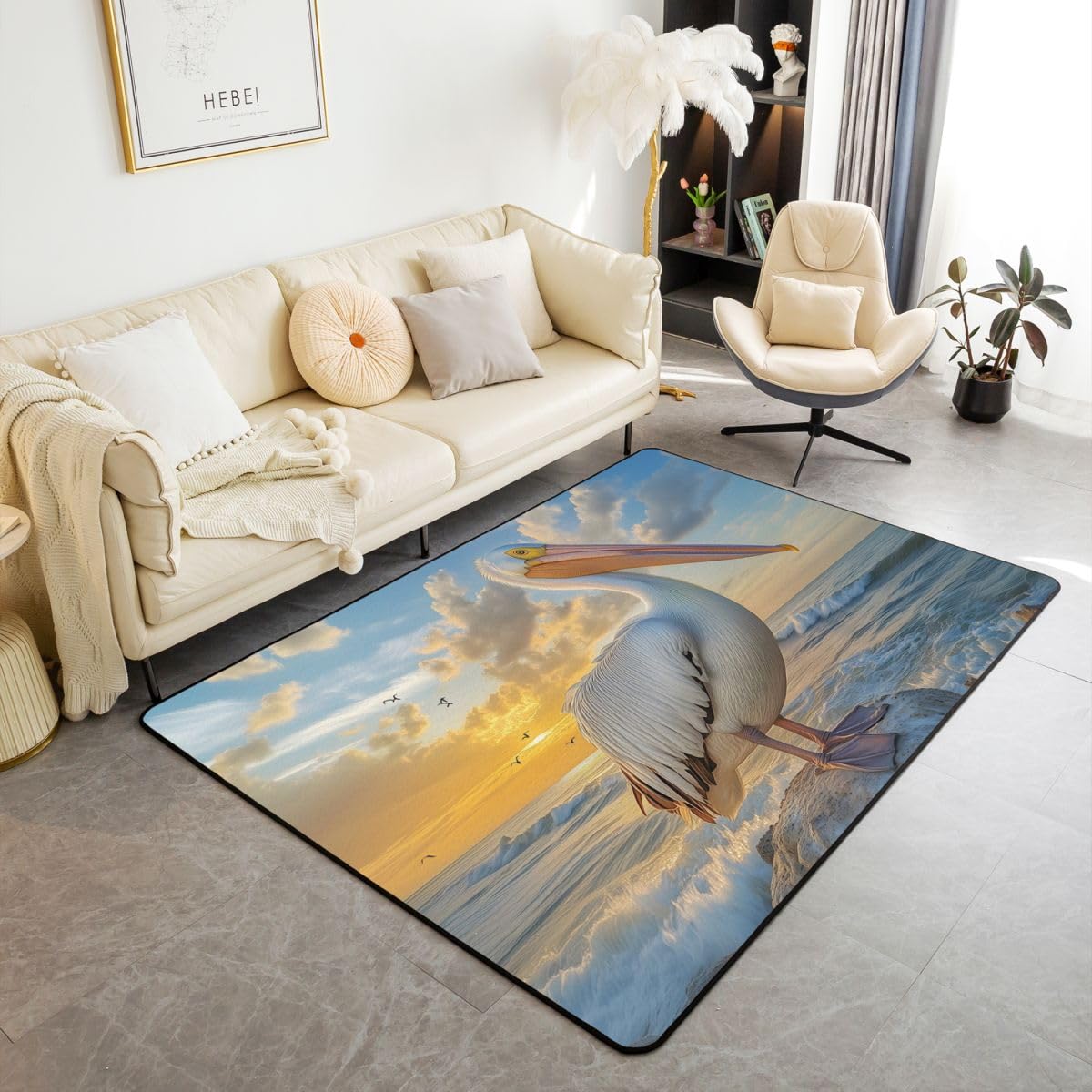 Homewish Tapis Salon 100x150cm Bleu Côte