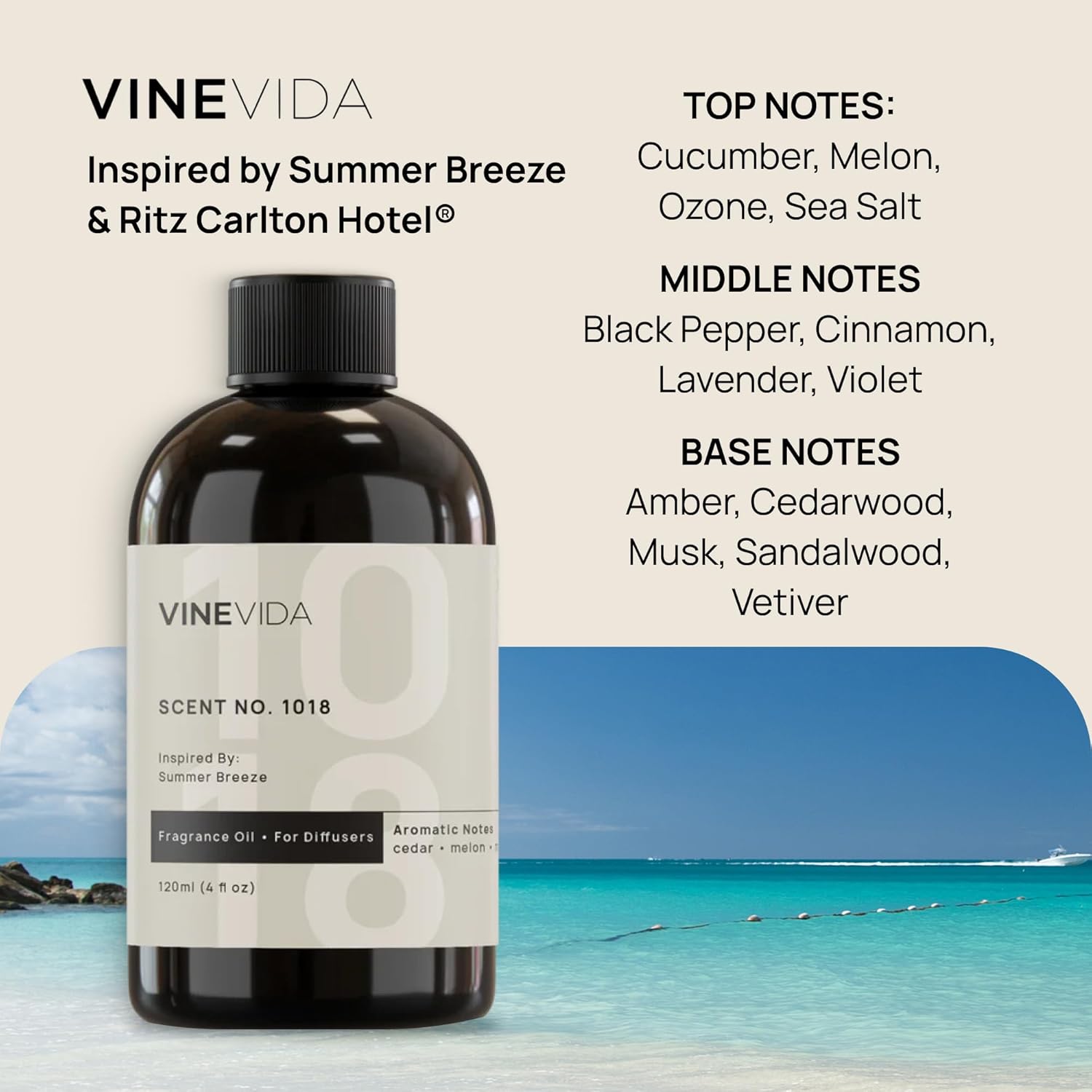 VINEVIDA (4oz) Hotel Fragrance Diffuser Oil - Hotel Scents Diffusers for Home - Cold Air Diffuser Oil - Hotel Scent Essential Oil - Scent No.1018 Inspired by Ritz Carlton Hotel - Image 2