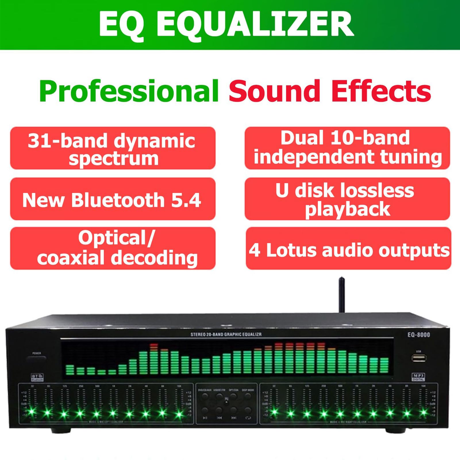 31-pasmowy Cyfrowy Equalizer Graficzny Equalizer Hifi Led Analizator Widma Muzyki Z Redukcją Szumów 12 Wzorów Rytmu Cyfrowy Audio Stereo Graficzny Eq Do Studia Nagrań