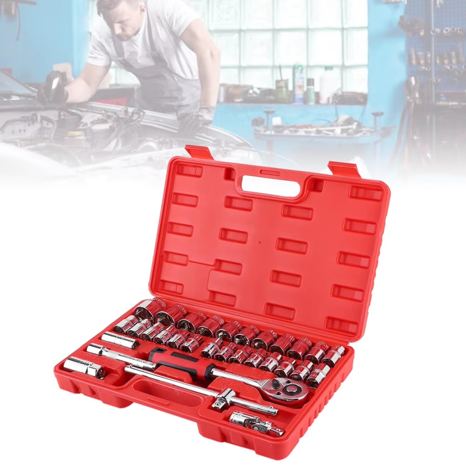 Set attrezzi da meccanico 32 Pz 1/2in DR Set Prese A Cricchetto Kit Strumenti Per Chiavi A La Riparazione Auto Strumenti La Casa Utensili Manuali Strumento A Cricchetto E Custodia
