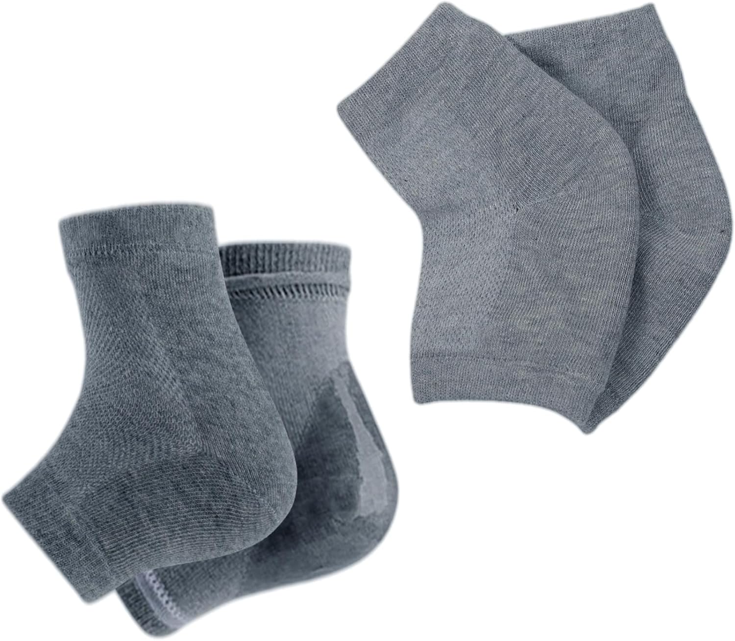 4pack-Silicone Sports Sock for Kids with Heel Sensitivity from Severs Disease, Plantar Fasciitis, Heel Spurs?Kid's 2-7 Women's 4-8 Gray