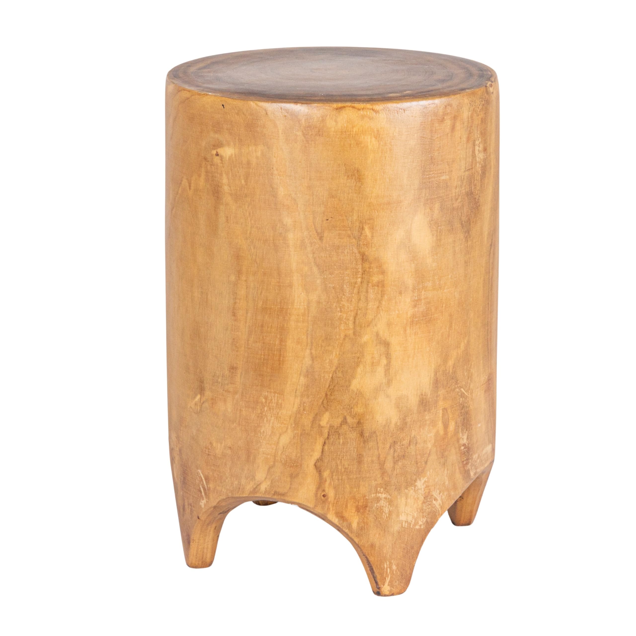 Creative Co-Op Hand-Carved Wood Side Table, Walnut Finish