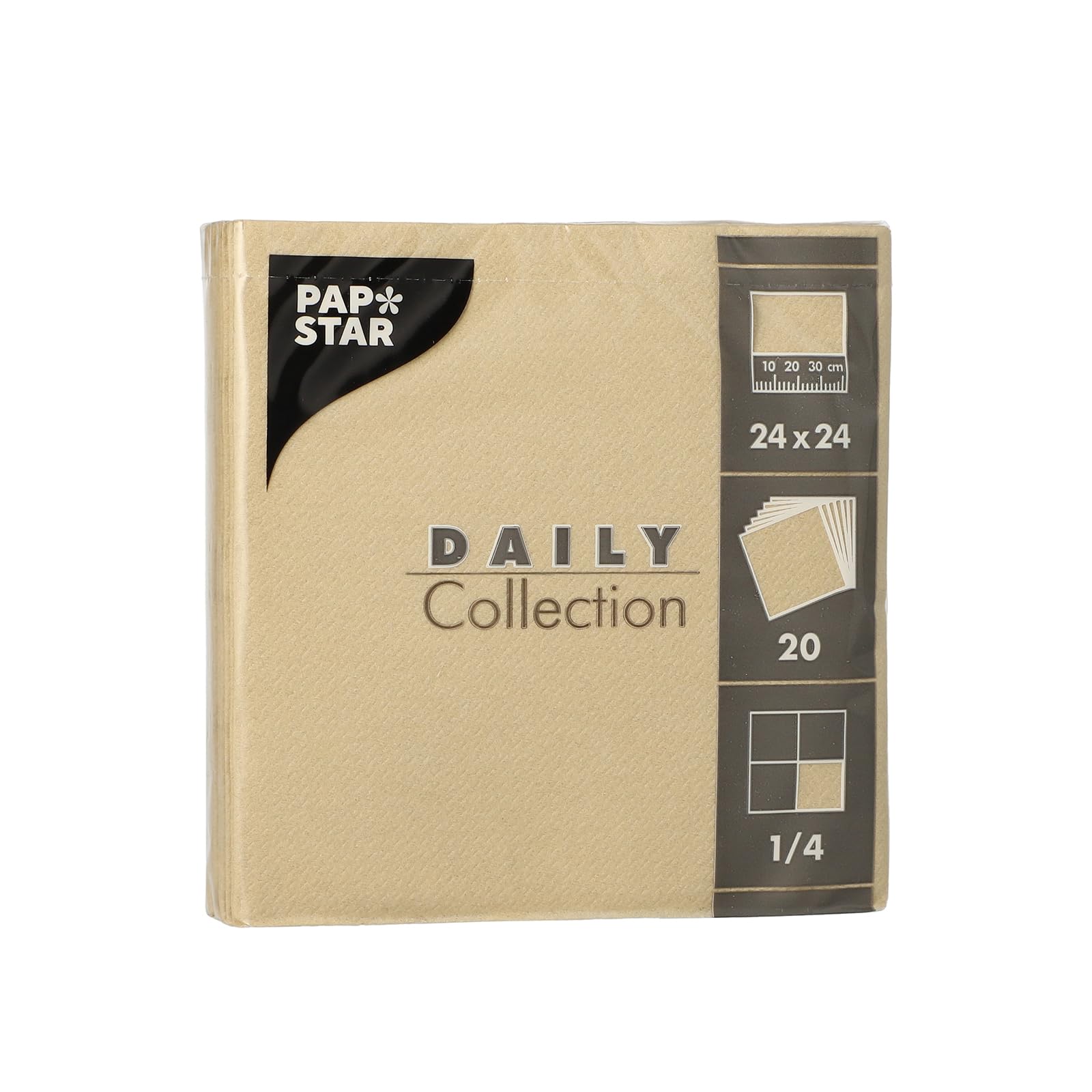 PAPSTAR 400 servilletas 'Daily Collection' pliegue 1/4 24 cm x 24 cm arena