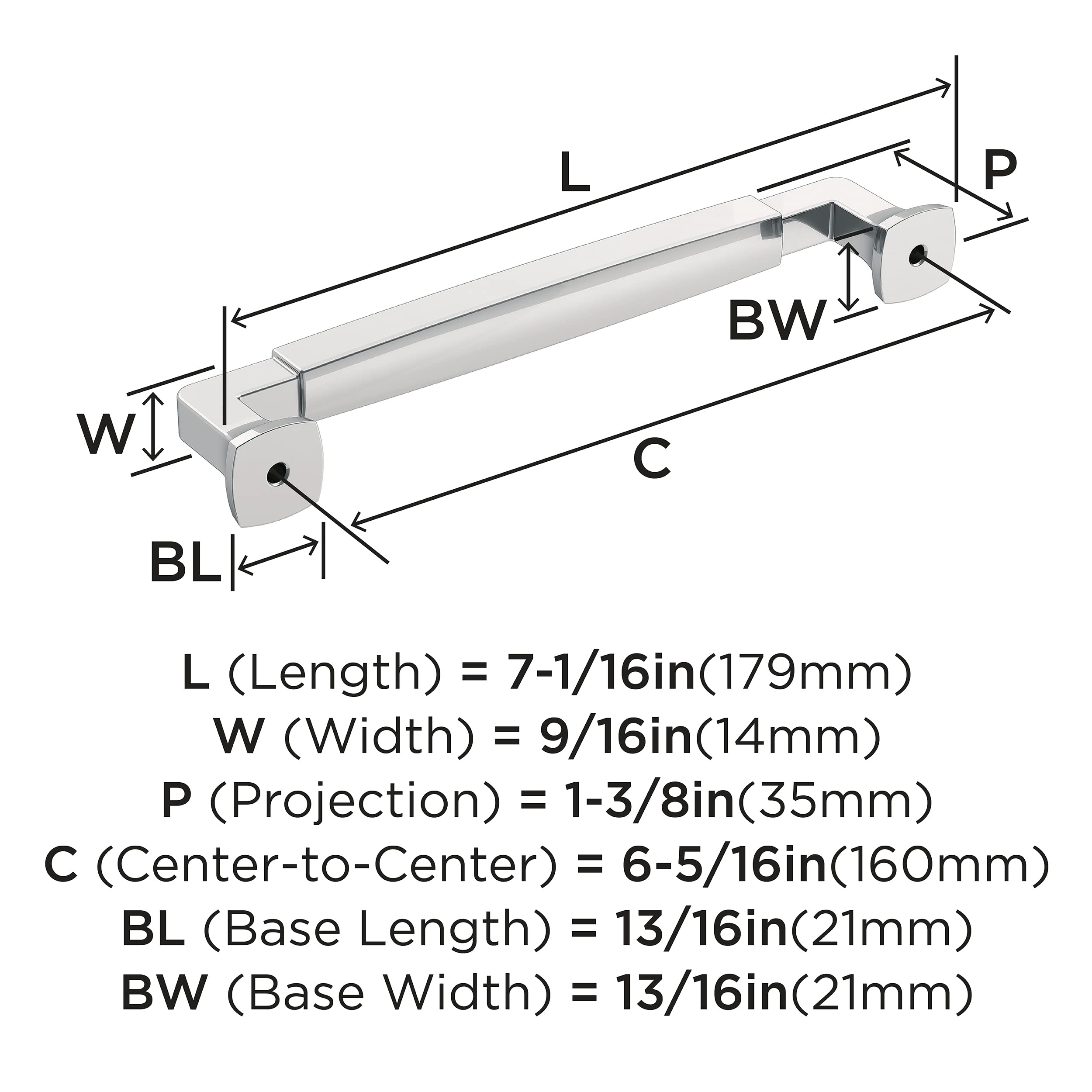 Amerock, Polished Chrome, 6-5/16 in. Center-to-Center - Image 4