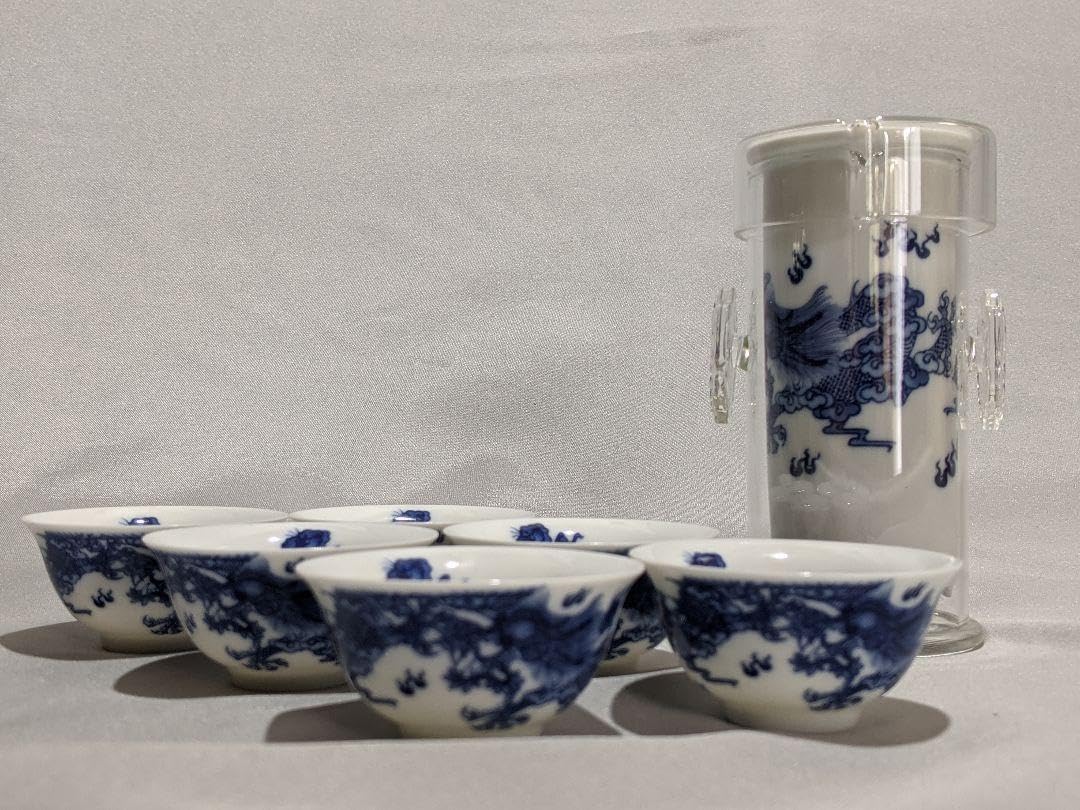 Amazon.co.jp: 中国青花壺 烏龍茶器セット 景徳城窯 煎茶器セット陶器