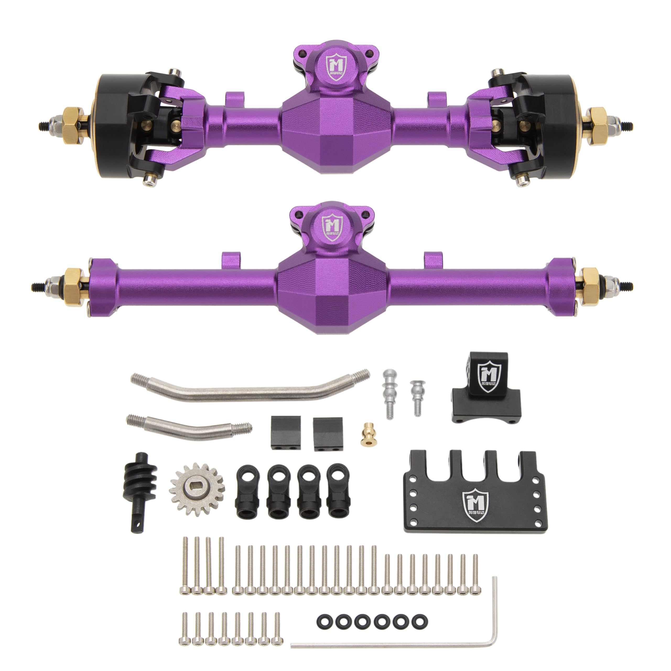 Photo 1 of MEUS Racing Isokinetic 3-Section CVD Front and Rear Axles Maximum Steering Angle 52° Wider +5MM for Axial SCX24 Deadbolt C10 JLU Gladiator Bronco 1/24 RC Crawler Upgrade Parts (Anodized Purple)