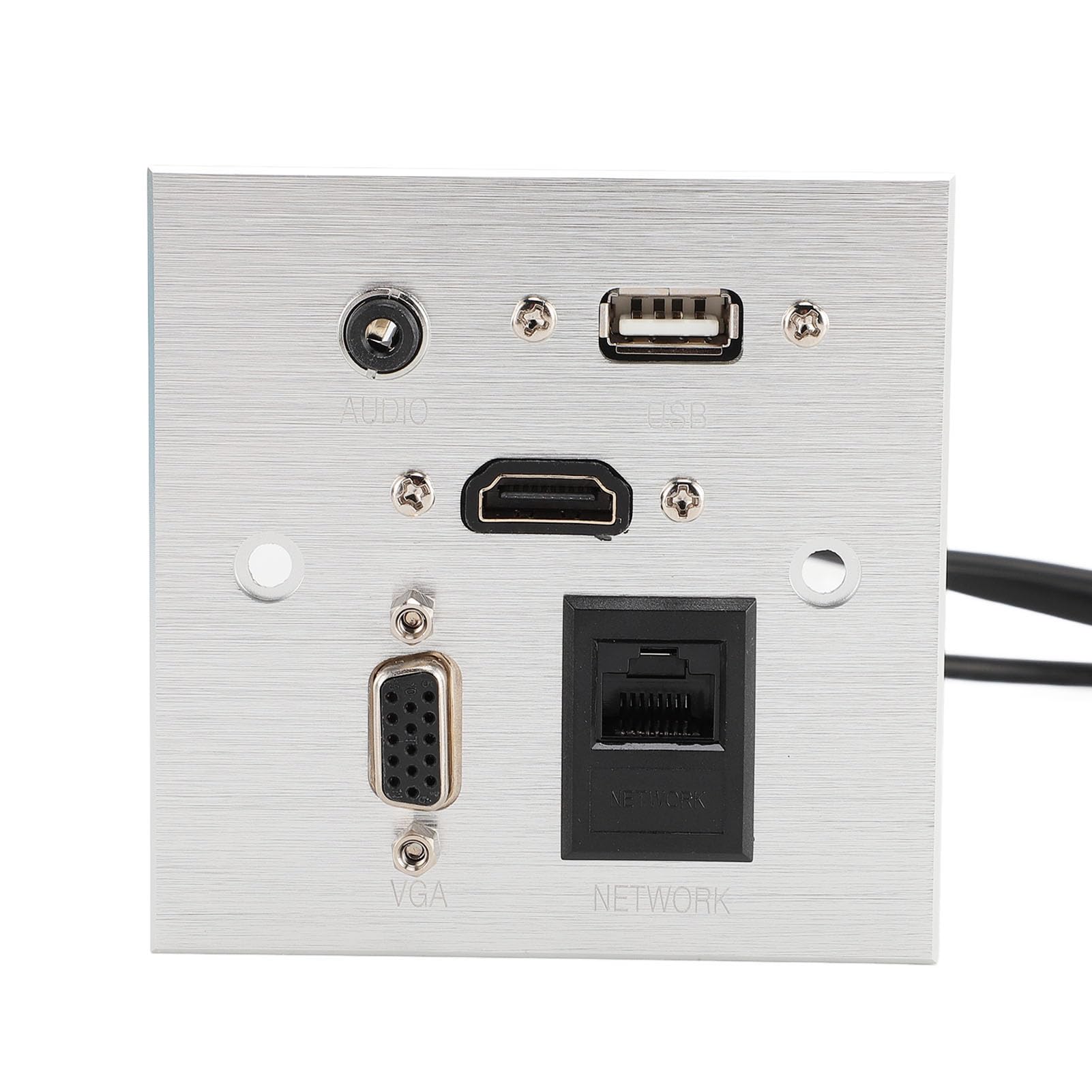 Plaque Murale de Prise Multimédia, Prise Murale avec 5 Interfaces, Dont USB, Interface Multimédia HD, VGA, Son 3,5 Mm, Réseau RJ45, Alliage D'aluminium
