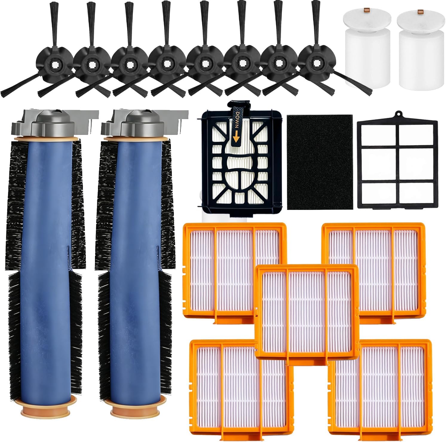 Replacement Parts for Shark AI AV2501S AV2501AE RV2502AE RV2520AOUS AV2510AOUS AV2511AE RV2610WA RV2610WD Accessories Kit with Main Roller Brush Filters Foam/Primary Filter Sweep Side Brushes