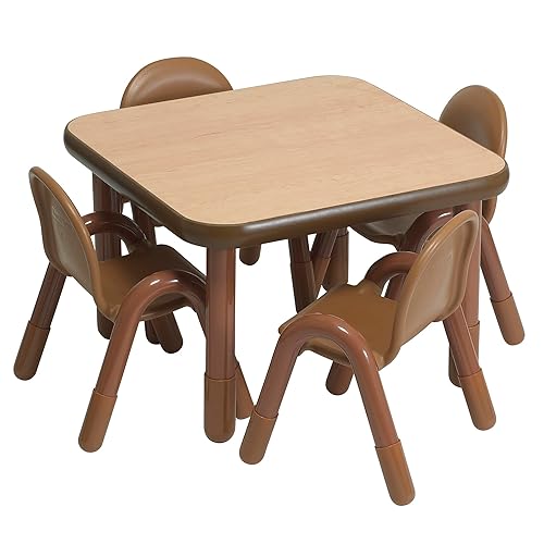 Children's Factory Baseline - Juego de mesa y silla cuadrada de 30 pulgadas, madera natural