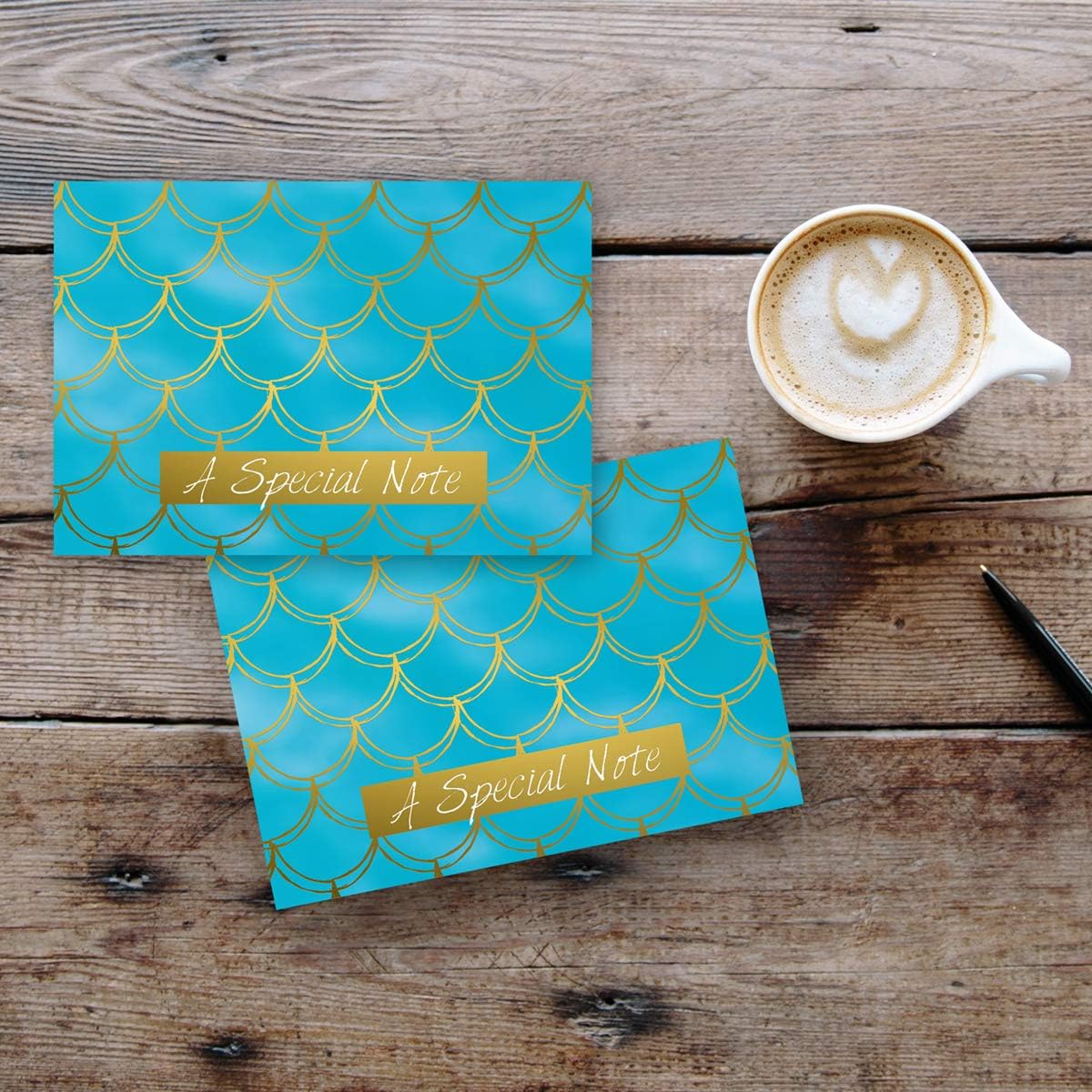 Great Papers! Mermaid Gold Foil Thank You Note Card & Envelopes, 4.875" x 3.375", 50 count (2020033), Blue