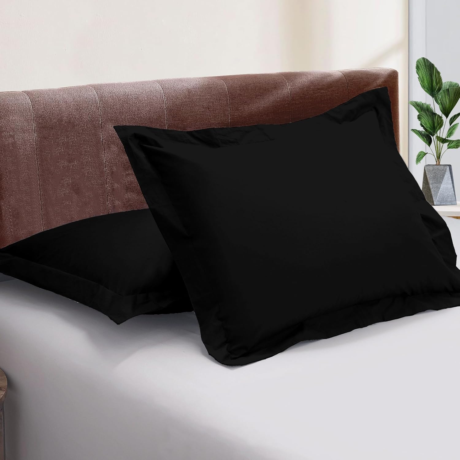 Kotton Culture 20" x 36" King Shams- Set of 2 Burgundy Pillow Shams - Decorative Pillow Covers - 100% Egyptian Cotton 600 Thread Count Skin Friendly Soft Cushion Cover with Envelope Closure