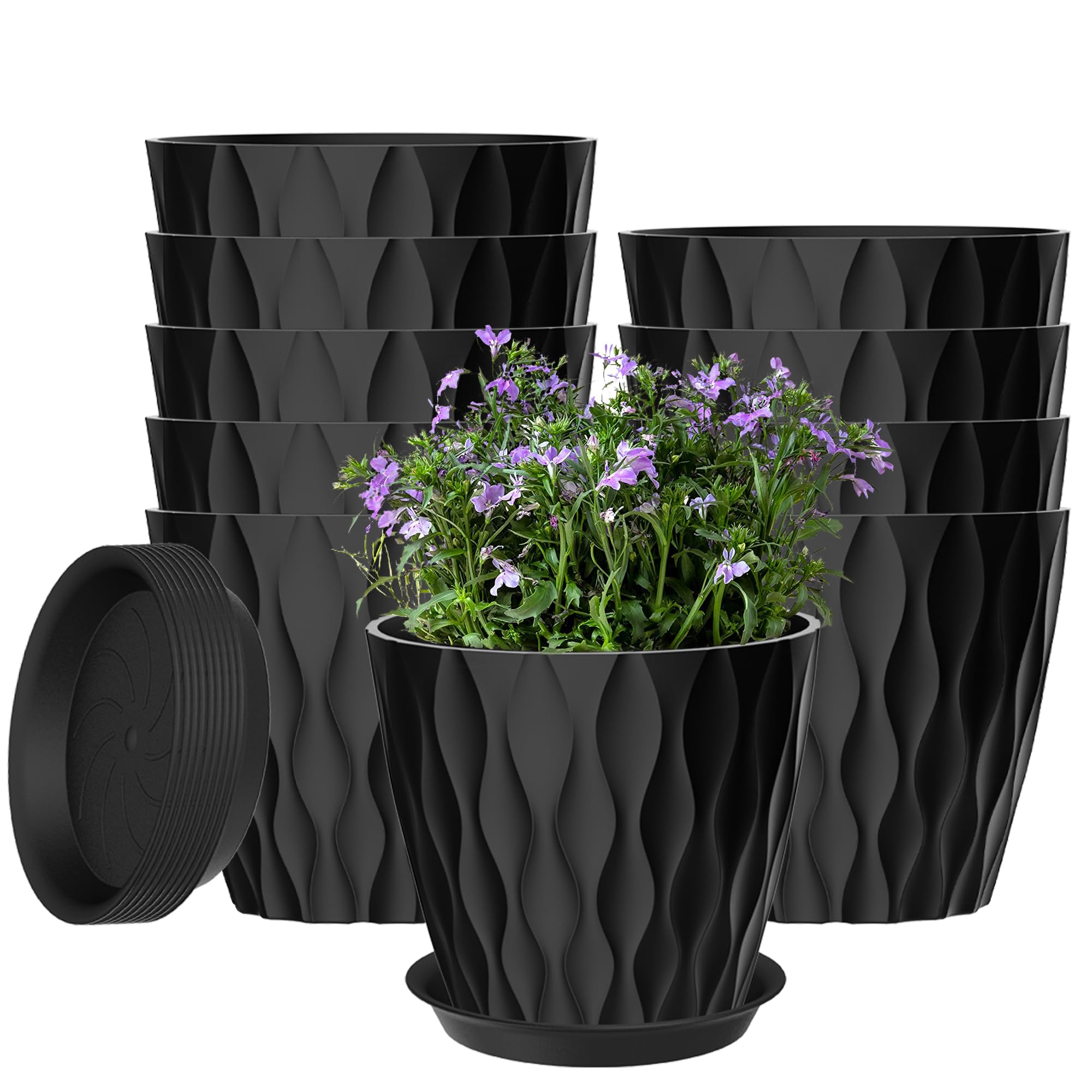 Amazon.com: zople 10 Pack 5 Inch Plant Pots with Drainage and