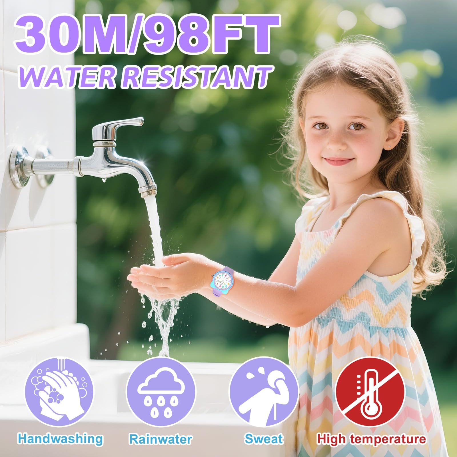 Juboos Kinderuhren,30 M Wasserfeste Kinderuhr,Für Jungen Und Mädchen Zum Lernen Der Zeitablesung, Weiches Armband, Geeignet Für Kinder Von 5 Bis 15 Jahren