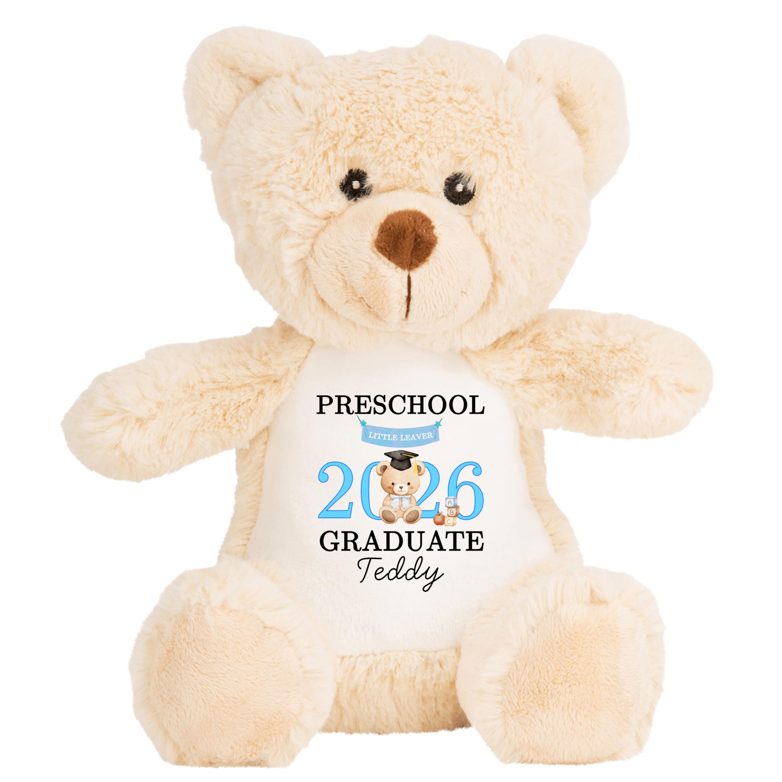 Leaving Preschool Gift Cuddly Toy - Personalised Pre School Graduate 2026 Blue Bear Customised Teddy Toddler and Kids Plush Named Nursery Starting School Leaver Party Last Day Soft Plushie - Brown Ted