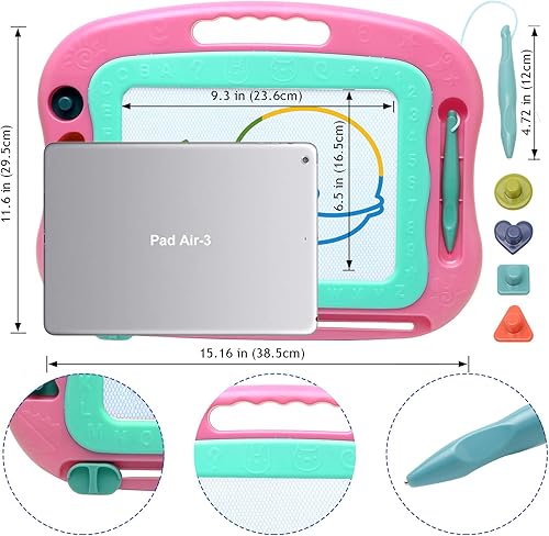 Miniatura 10 de Tablero magnético de dibujo, tablero grande para garabatos, juguetes para niñas y niños de 3, 4, 5, 6, 7 años, regalo para niños y niñas, un