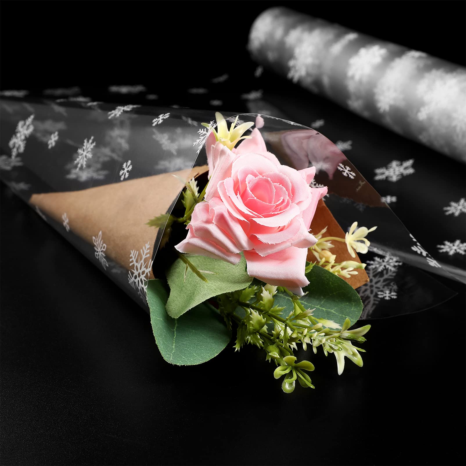 Schneeflocke Wrap Klar Zellophan Wrap Rolle Weihnachten Geschenk Verpackung Papier Snack Behandeln Taschen Körbe Ornamente (3000X86cm)