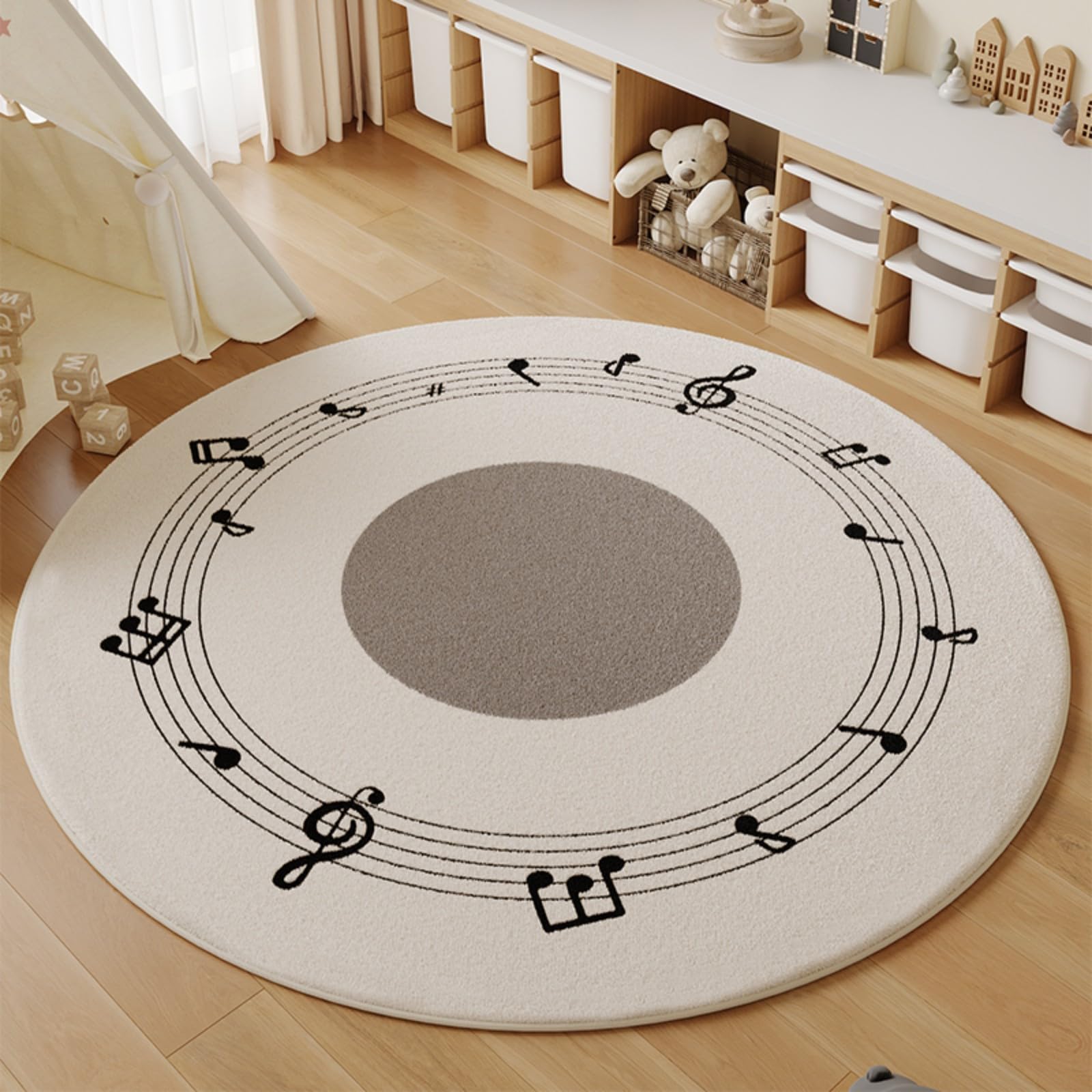 Tapis rond moderne motif musical pour réchauffer votre chambre