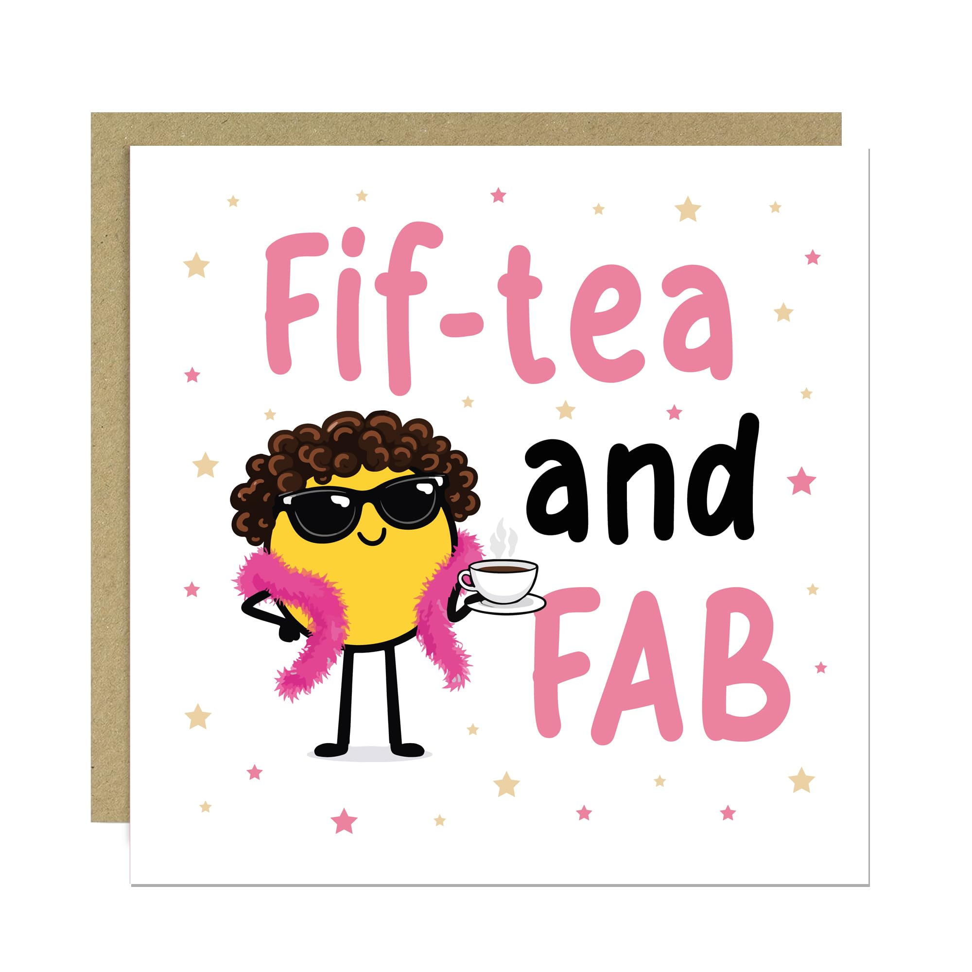 RED OCEAN 50th Birthday Card, Fiftea And FAB, Funny 50th Birthday Card For Women, For Mum Nanny Grandma Auntie Friend, With Kraft Envelope