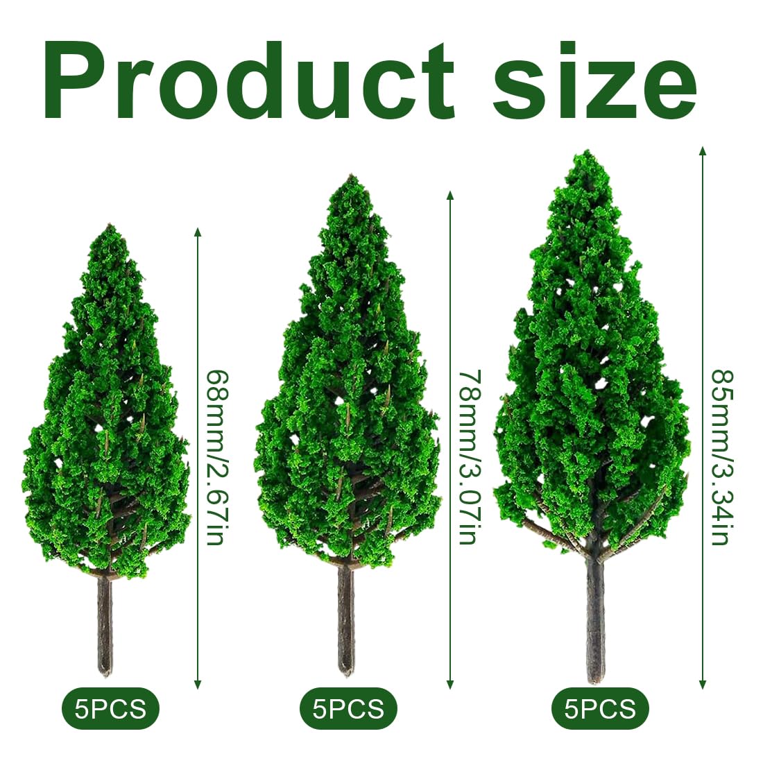 Teegxddy 15 Pieces Set of Architectural Trees Model Railway Landscape Train Tree Plastic Model Landscape Model Railway Accessories Decoration Garden Crafts Pine - Image 2