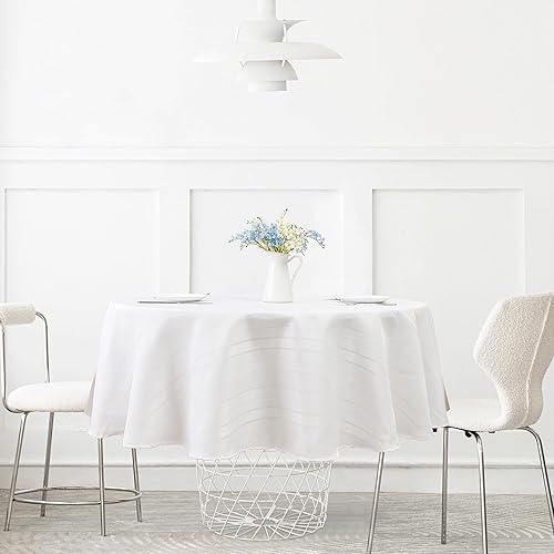 Miniatura 7 de Randall Mantel redondo de 70 pulgadas, a rayas de gofre, resistente al agua, a prueba de polvo, para cocina, comedor, fiesta, decoración de mesa de