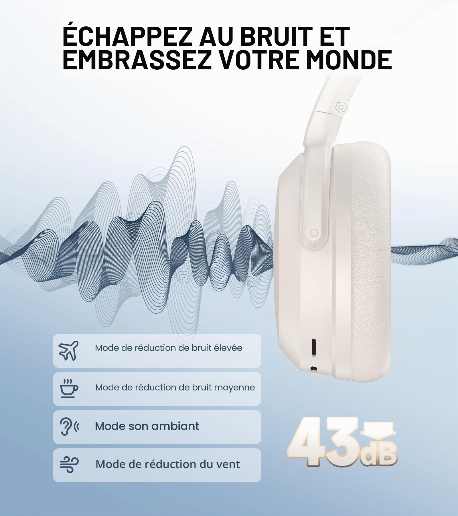 Edifier WH700NB Pro Casque sans Fil Supra-auriculaire avec réduction Active du Bruit -43 DB, Audio Haute résolution, AAC, Bluetooth V5.4, Connexion Multi-Points, appels clairs AI, Charge Rapide,