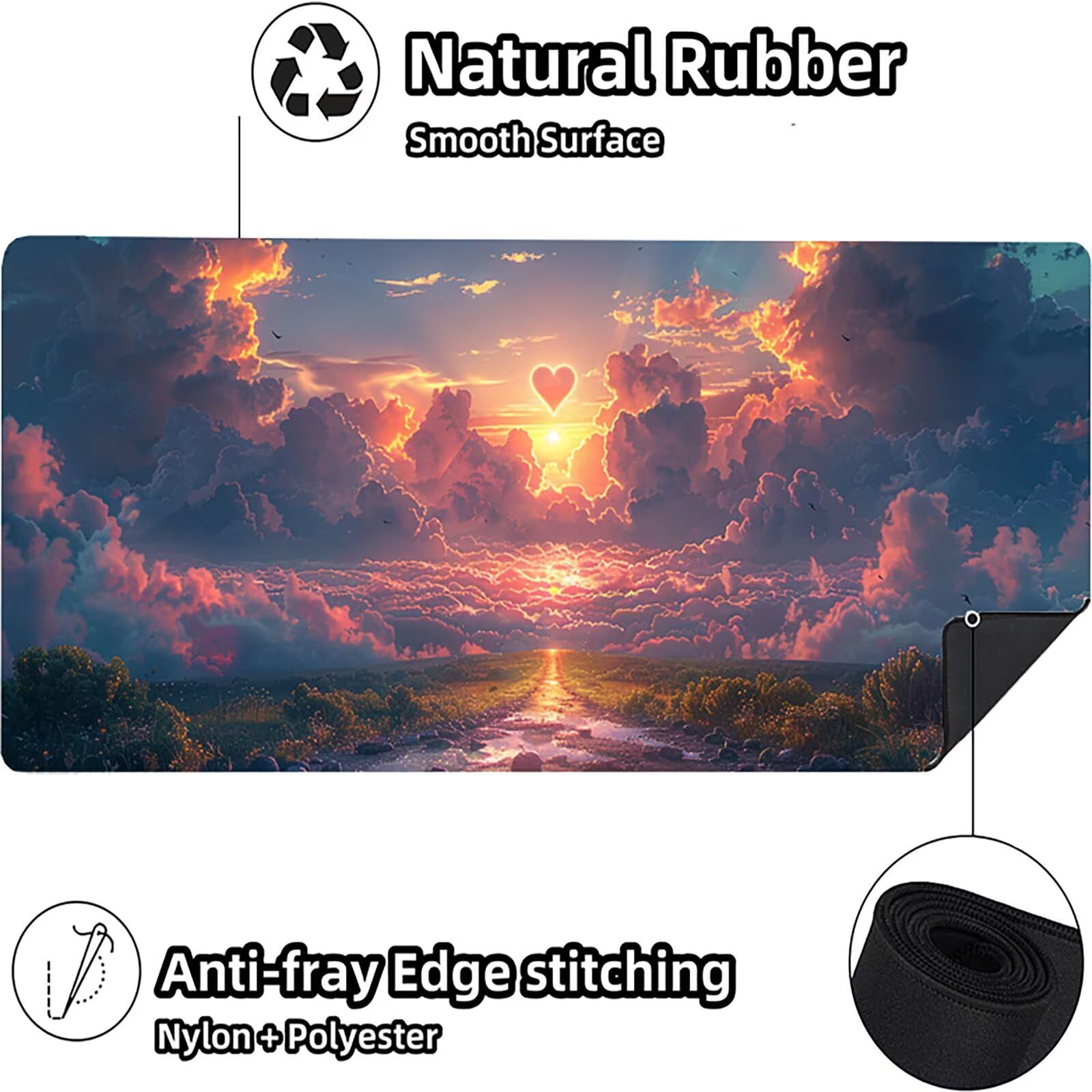 Tappetino Mouse XXL 1500 x 800 mm, Tappetino Mouse Nuvola, Gaming Mousepad Migliorare la Velocità e la Precisione, Mouse Pad con Base in Gomma Antiscivolo, Ufficio Accessori Gaming, Bianco 9-9153