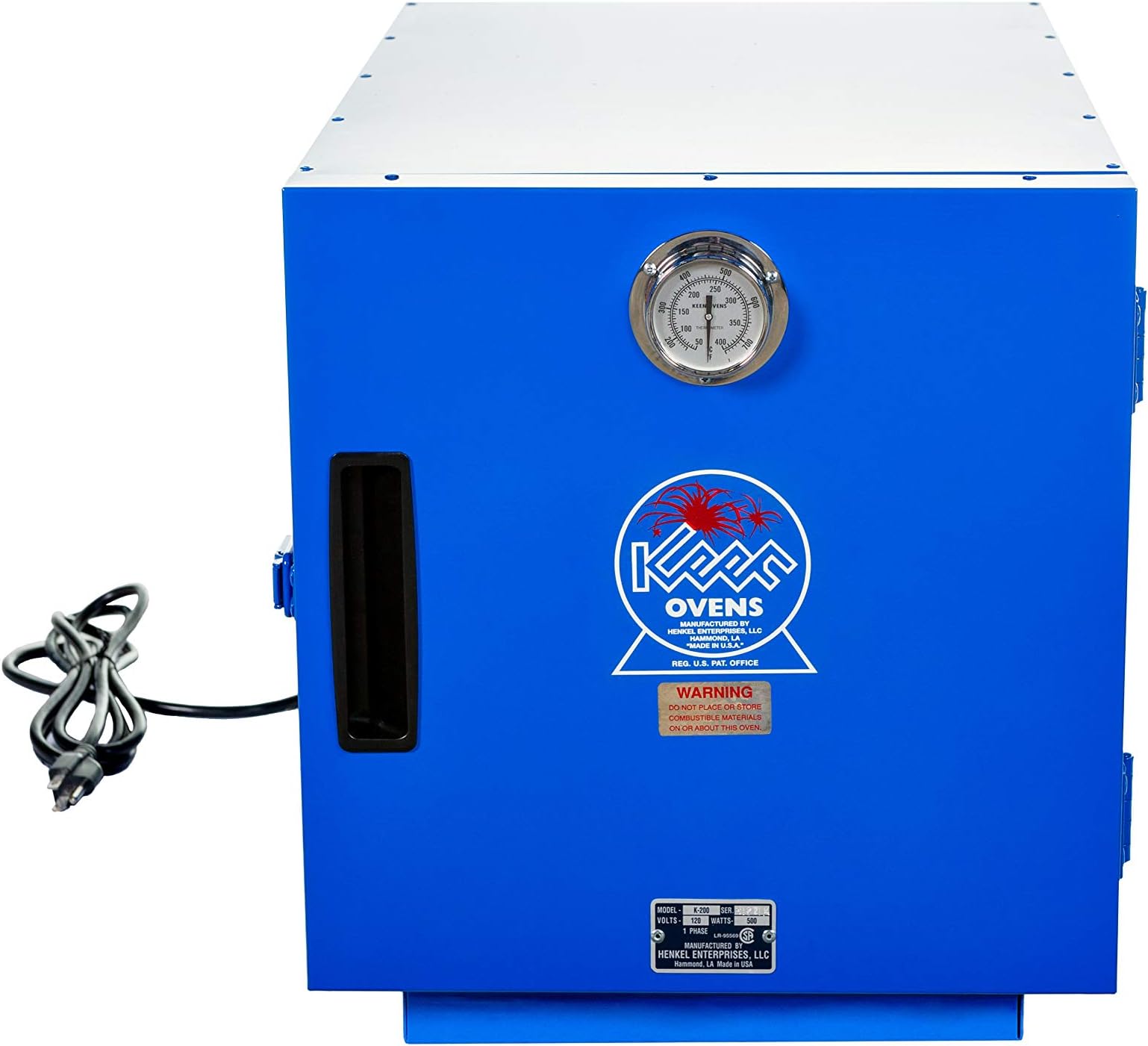 Keen K-200 Bench Welding Rod Oven - 240V 1-Ph - Max Temp 300F - Made in USA - 200 lb. Capacity - with Factory-Installed Analog Thermometer