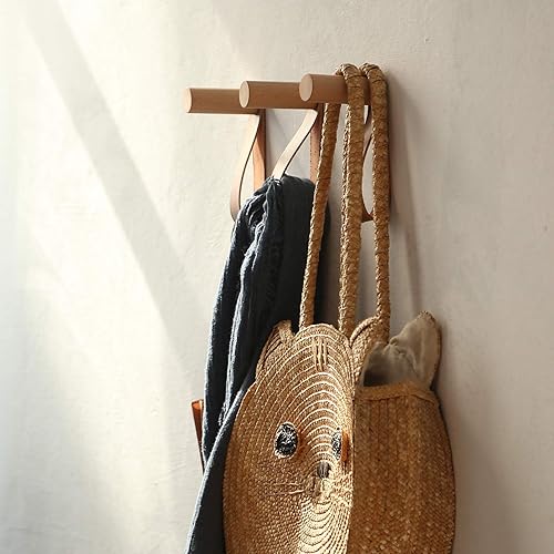 Miniatura 1 de XAOMLP - Ganchos de madera para colgar en la pared, vintage, organizador individual, hecho a mano, 3 piezas