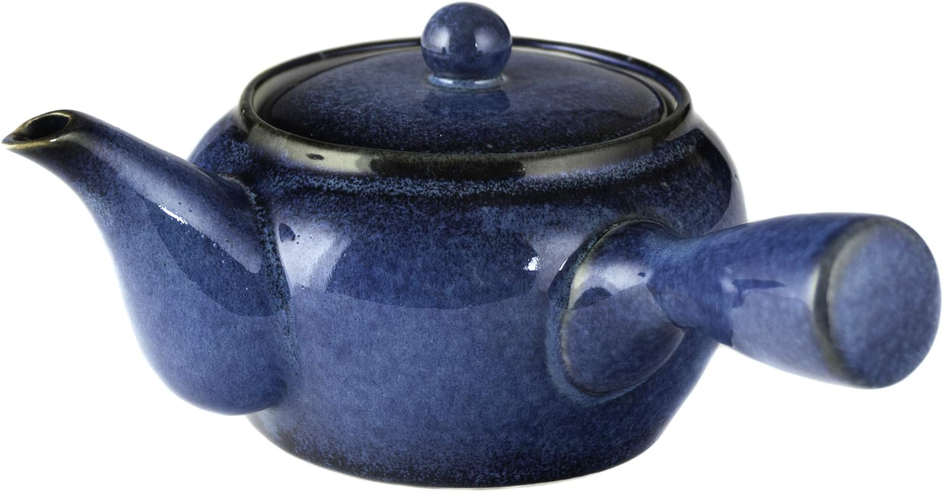 Fuji Merchandise Corp Japanese Traditional Style 4 inch Side Hand Ceramic Teapot Yokode Kyusu 20 fl oz Sencha Teapot Side Arm Handle With Stainless Steel Strainer