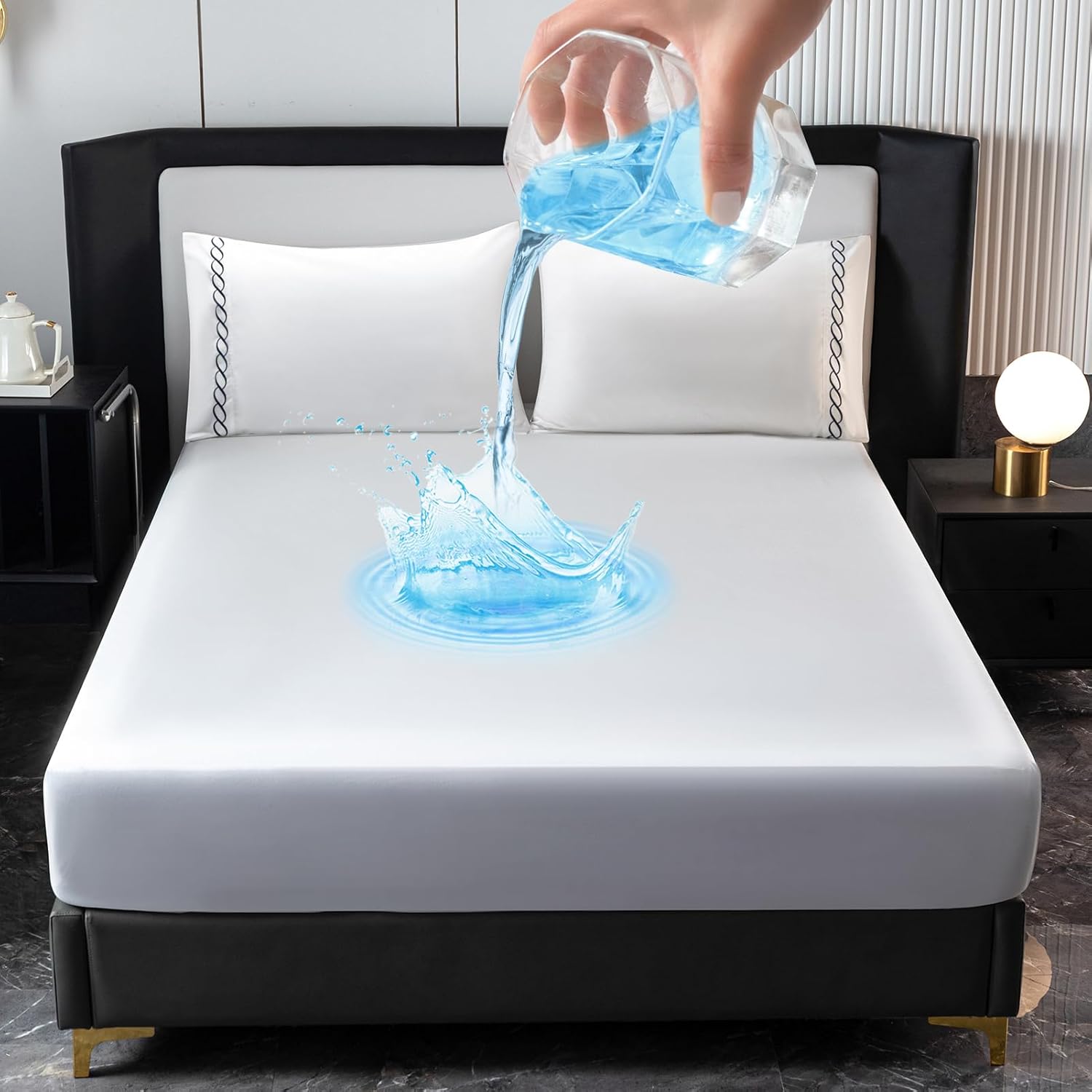 CHENILLE HOME Waterproof Fitted Bed Sheet Set 4 Piece