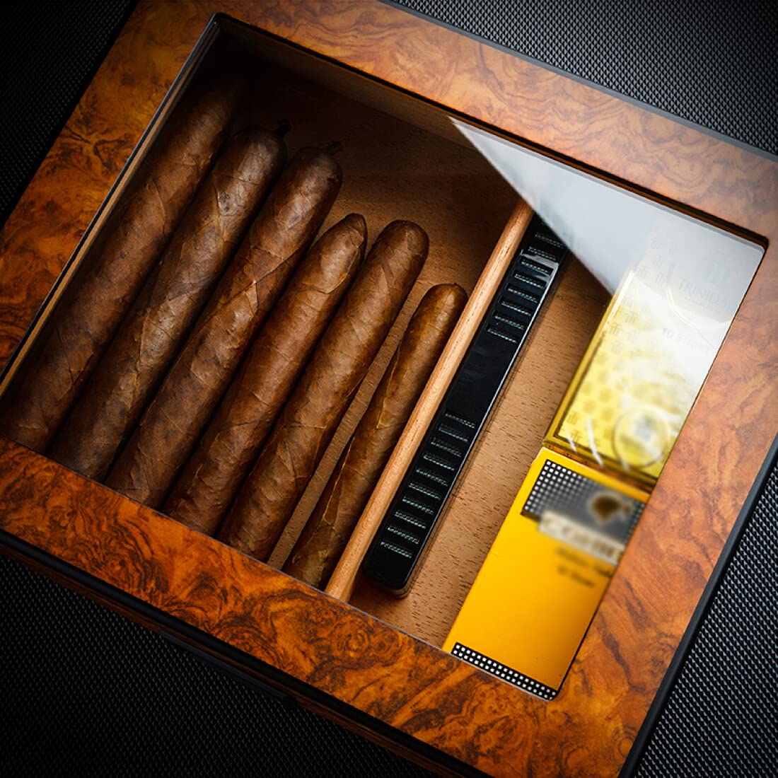 LUBINSKI Cigar Humidor Handmade Wood Cigar Box Desktop Humidor with