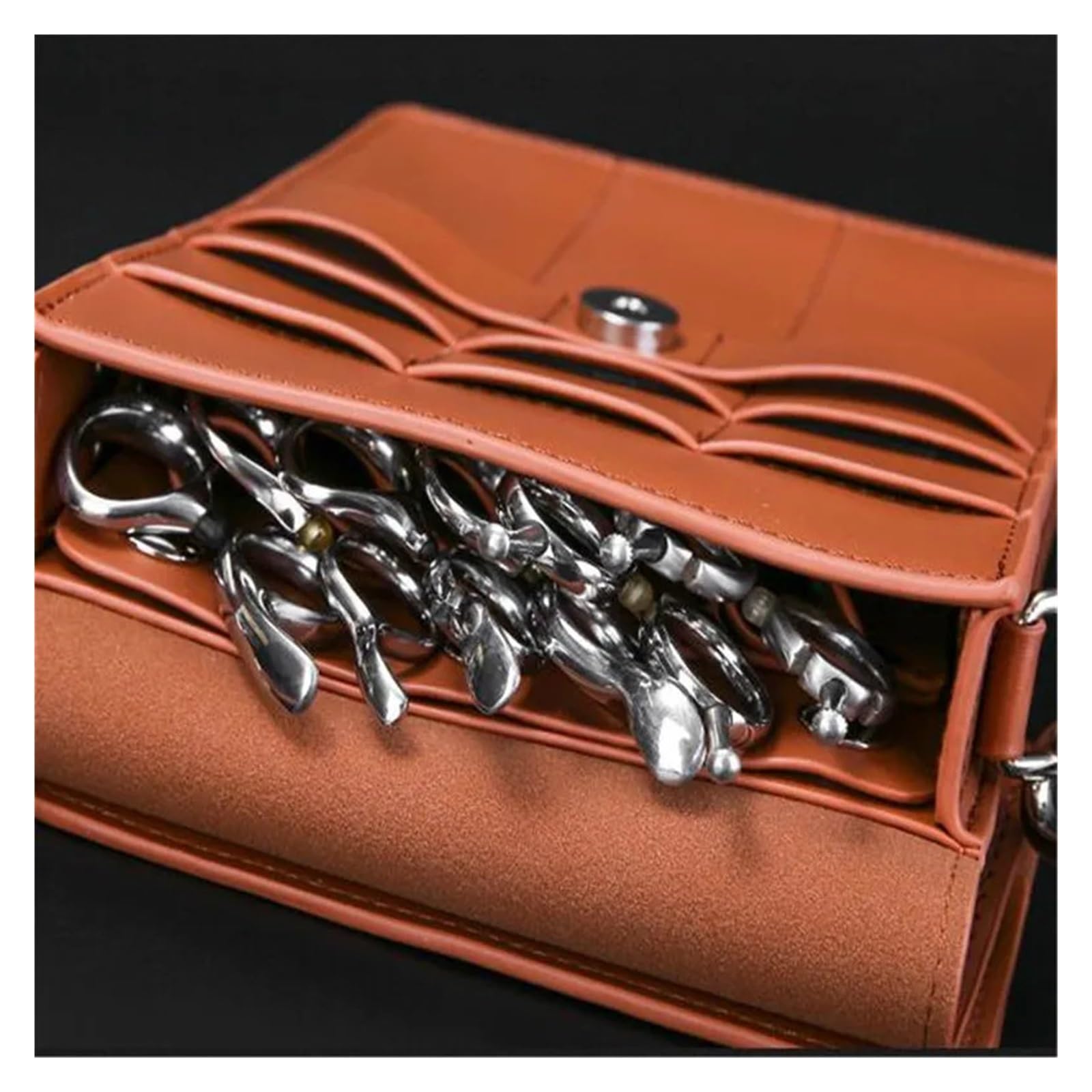 Friseurscheide Hüfttasche Professionelle Leder-Haarscherentasche, Gürteltasche mit Clips, Friseurscheren-Holster, Beutelhalter, Etui mit Hüftgurt(Brown)
