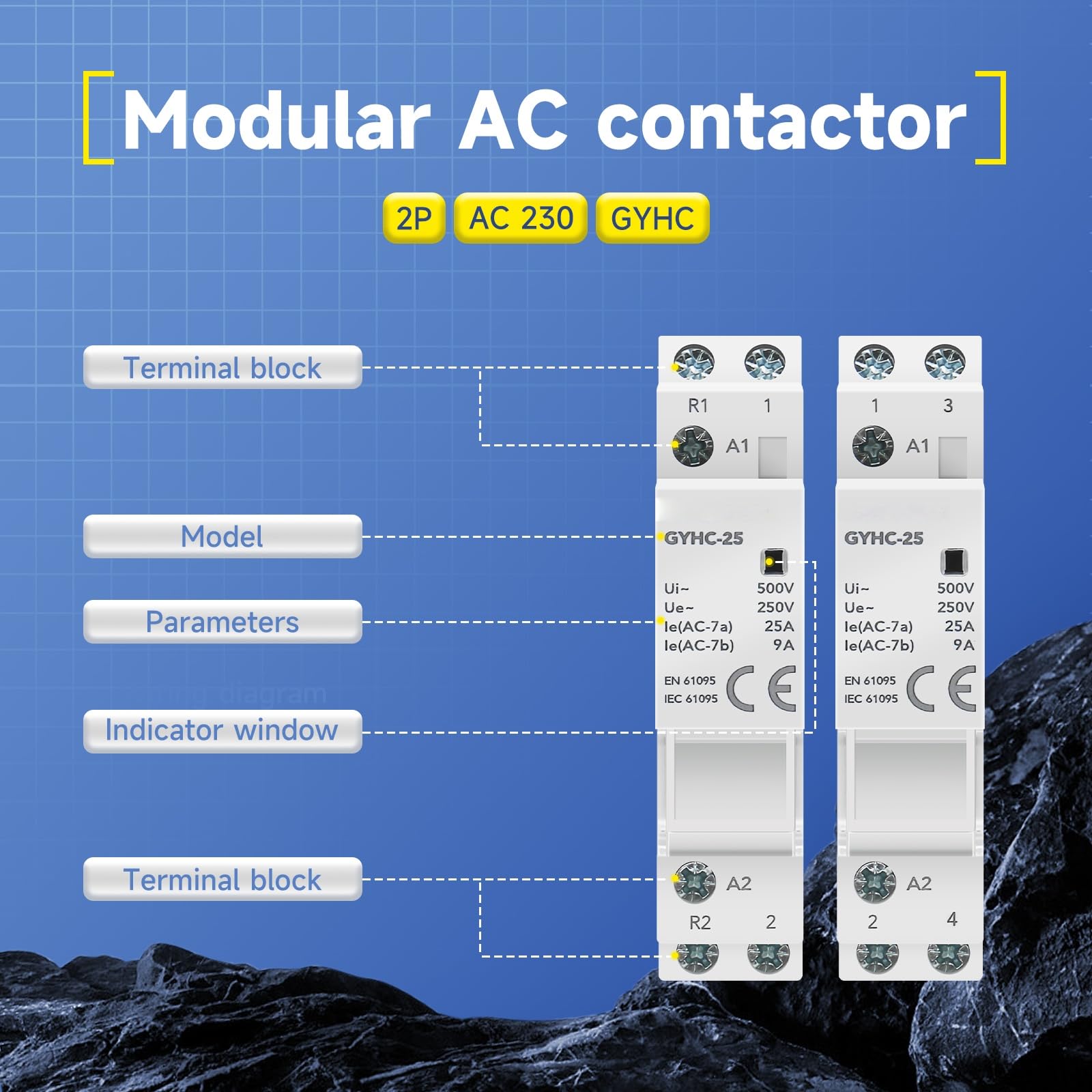 GYHC-25A 1NO+1NC 2P AC230V