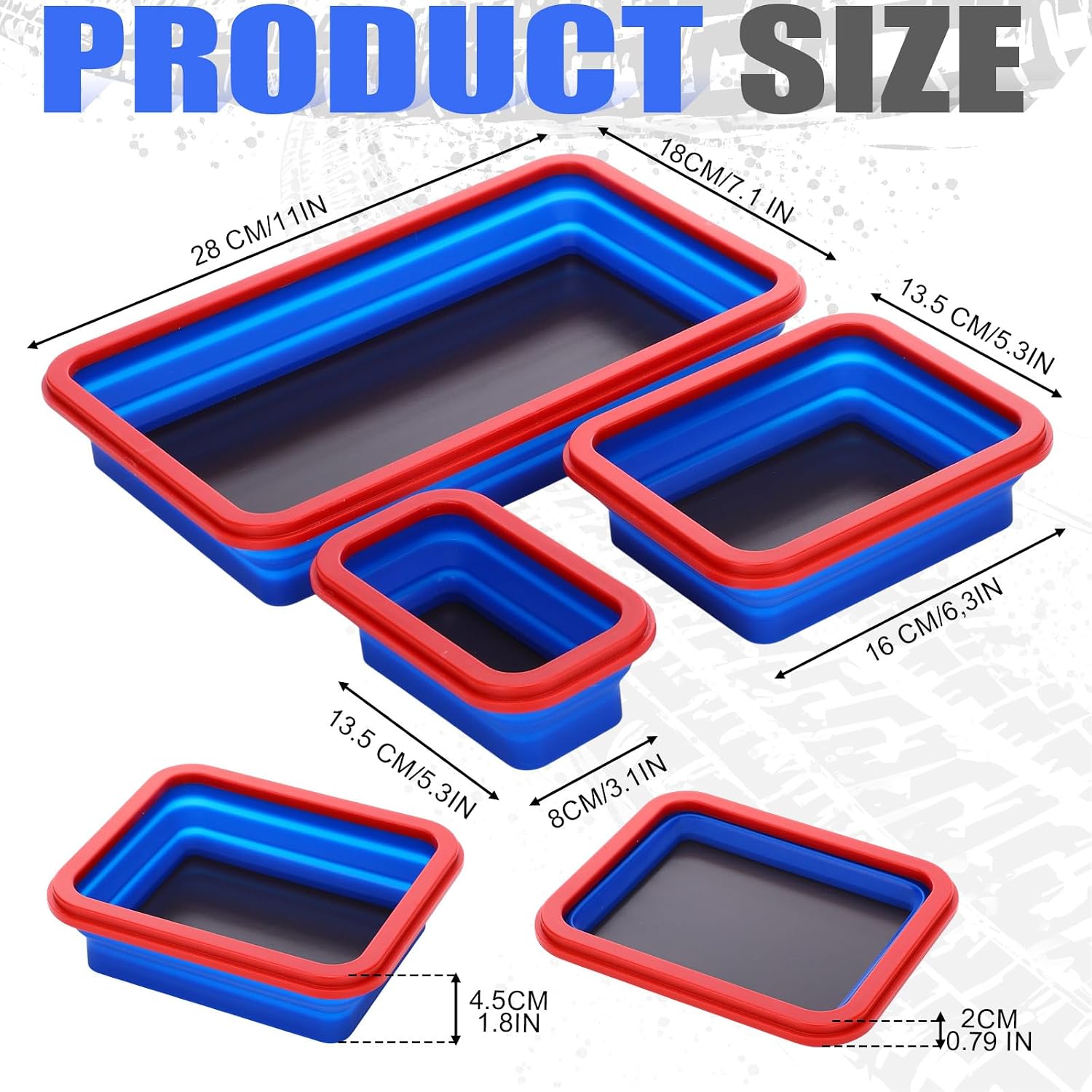 9 Pcs Collapsible Magnetic Parts Tray Set Foldable Tool Trays 3 Different Size Magnetic Parts Bowl for Screw Bolts Nuts Washers Pins Mechanic Tool Gifts for Men