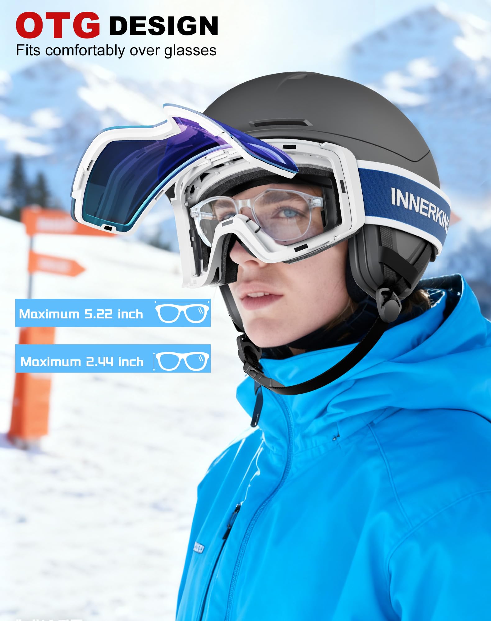 WUVB6015 - Gafas de esquí aprobadas por SGS, para nieve, snowboard, invierno, antiniebla, para adultos, jóvenes, hombres y mujeres