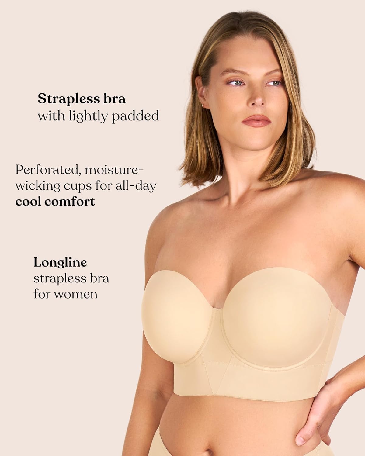 HSIA Strapless Bras for Women, Longline Corset for Large Bust Plus Size Supportive Bustier Minimizer Convertible Bandeau - Image 4