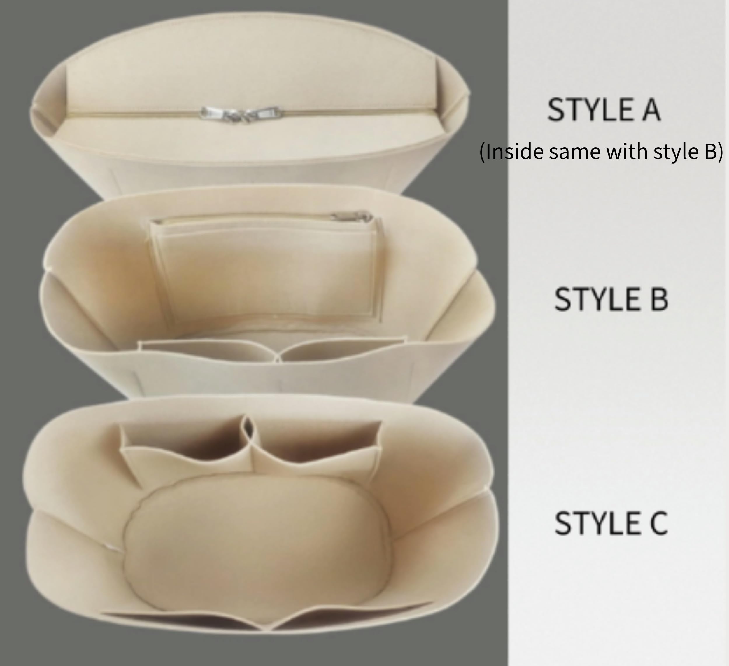 Organizador de bolso Xoppia compatible con la bolsa de rafia Loewe Classic. Forro interior de fieltro para bolso de mano de mujer. (Estilo A, Pequeño)