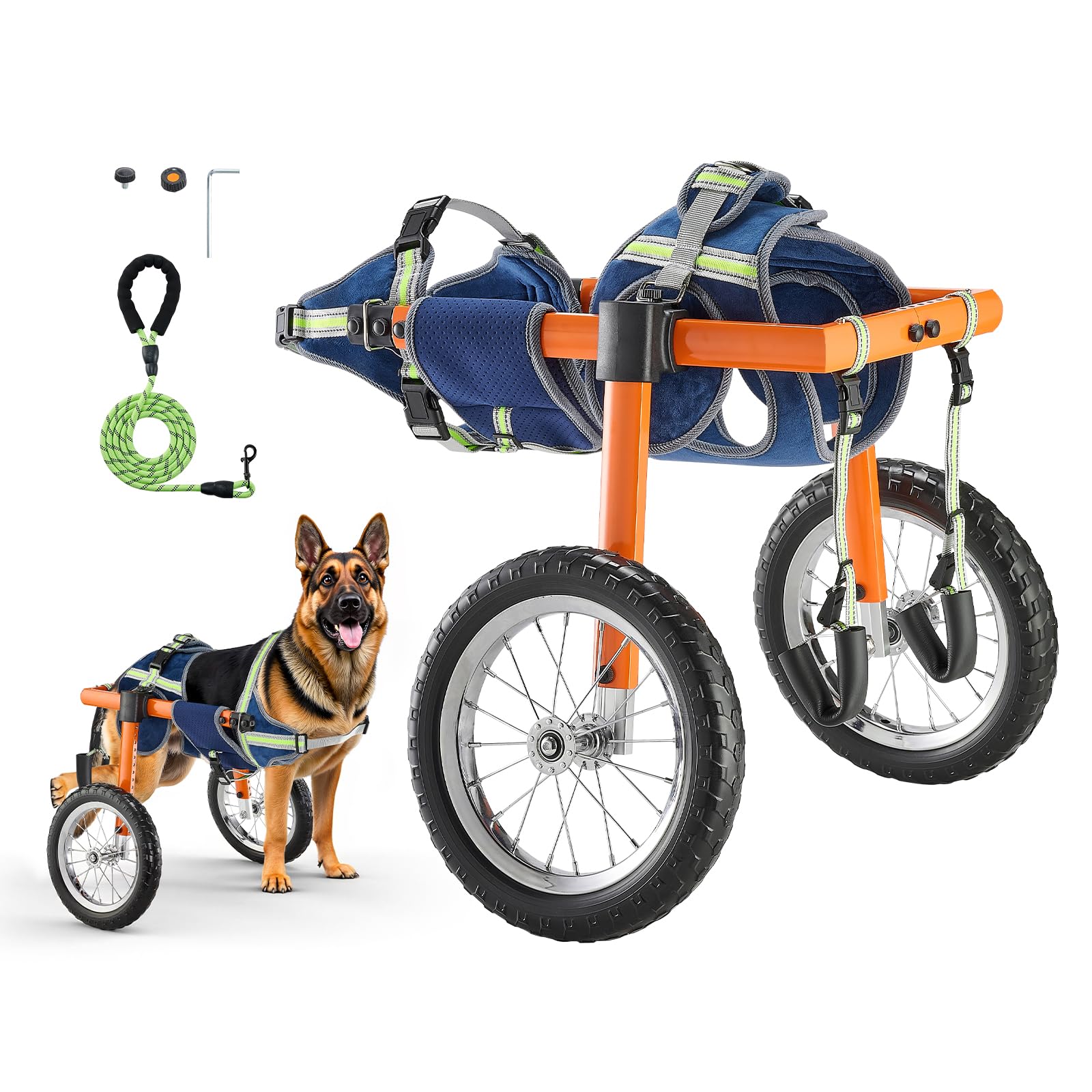 VEVOR Fauteuil Roulant pour Chien Pattes Arrières Chariot à 2 Roues Léger Réglable en Hauteur, Largeur, Longueur, avec Roues Amortissantes, pour Chiens Blessés et Handicapés 21,​77-​39,​92 kg, Taille L