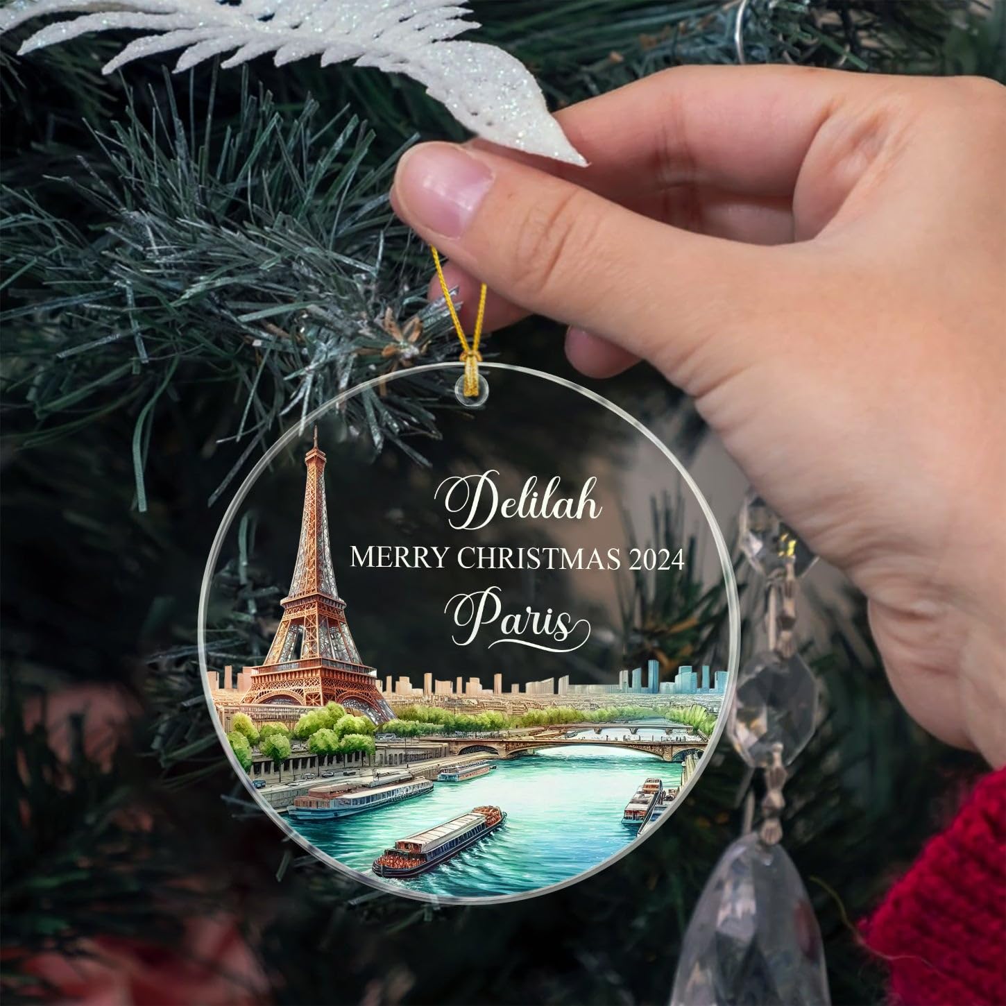 Paris Reise Weihnachtskugel - Keramik Ornament Mit Reisesouvenir