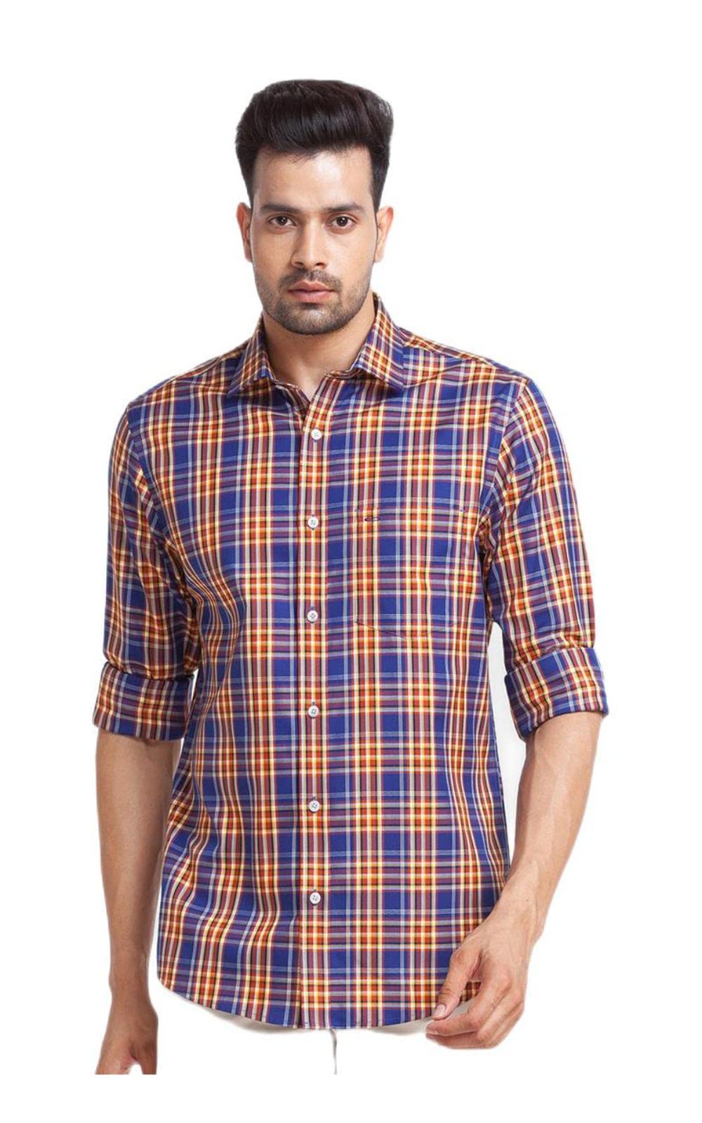 Red Checks Tailored Fit Casual Shirts for Men-image-8