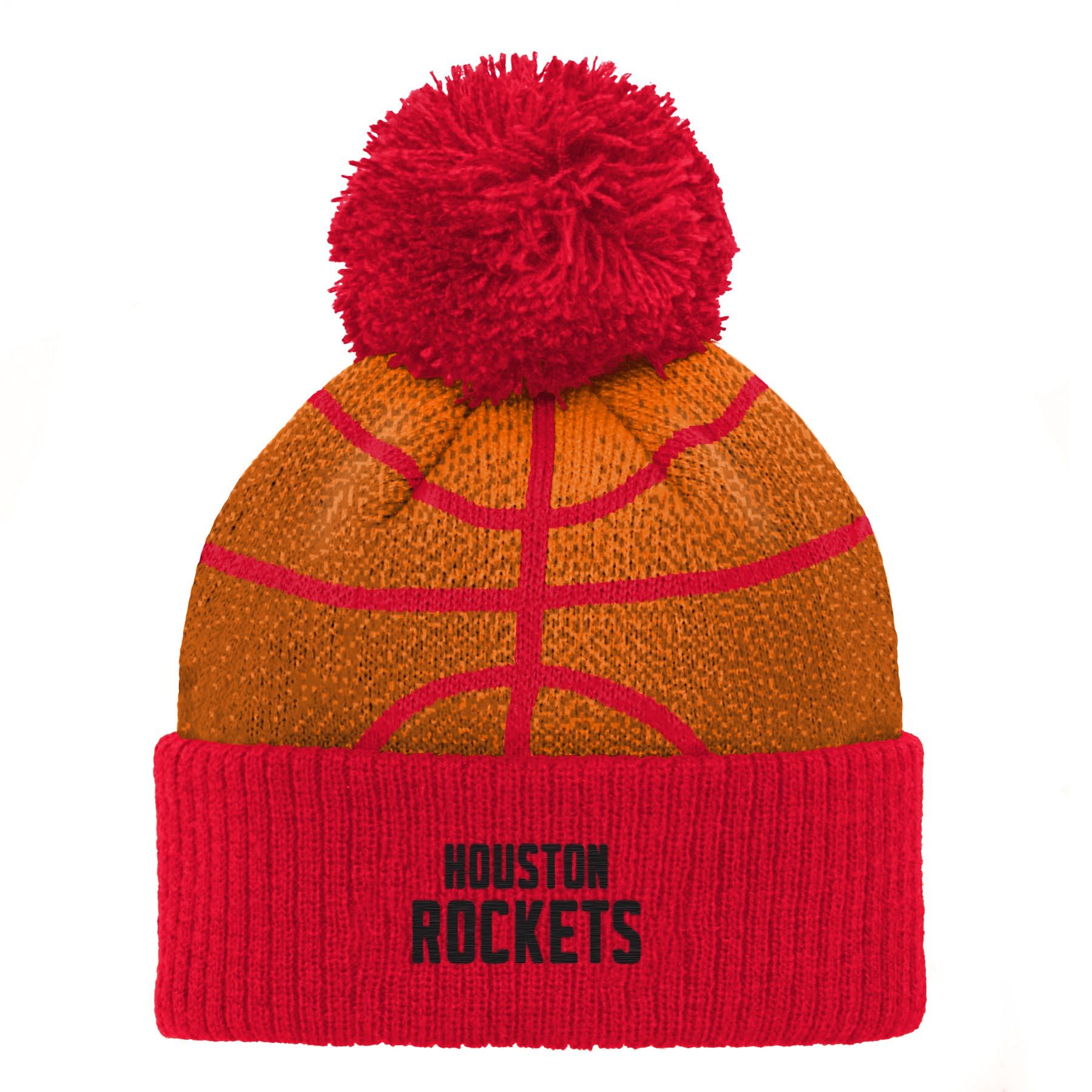 Outerstuff Houston Rockets NBA Infant (12M-24M) B-Ball Heat Knit Hat, Orange/Red One Size Fits Most