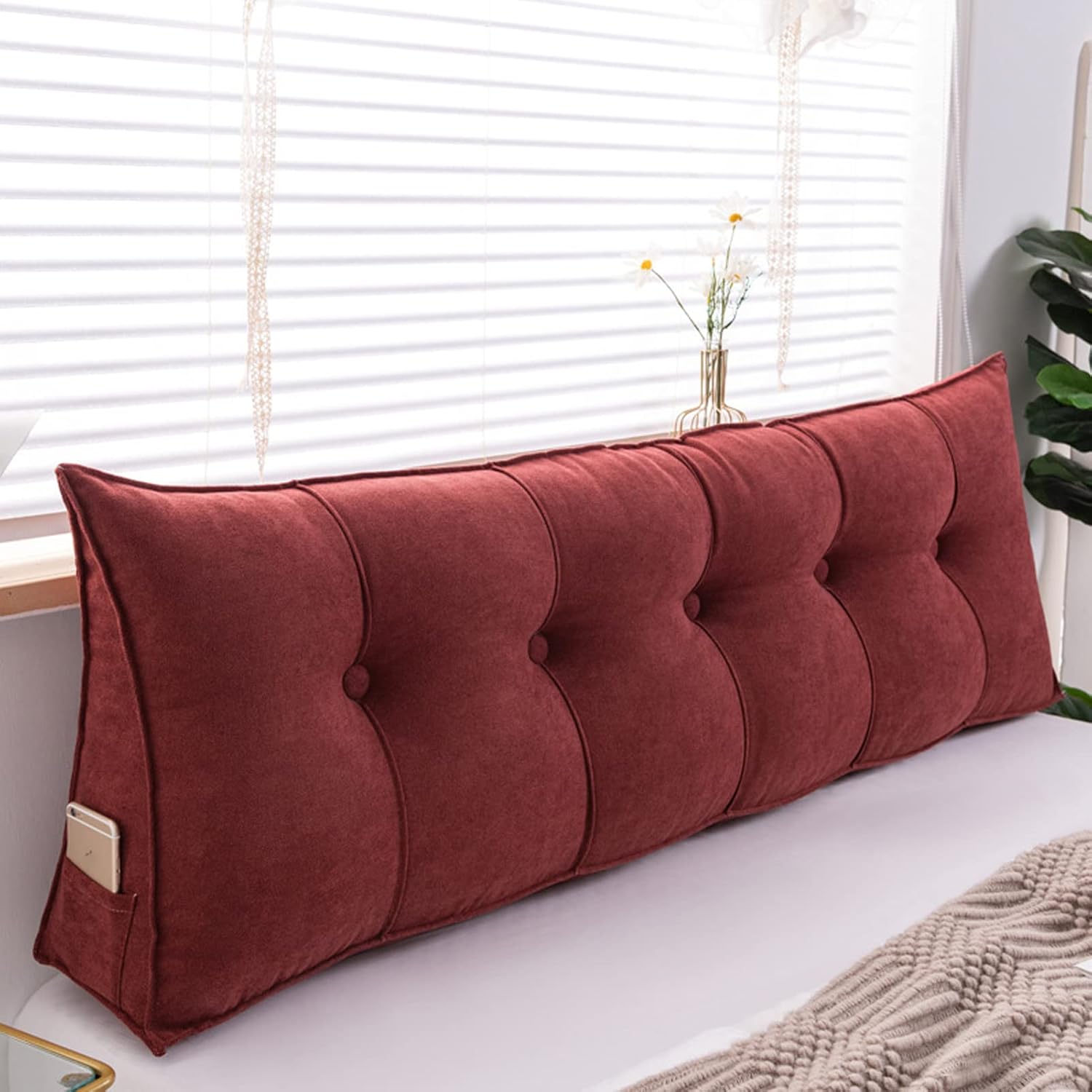 Triangular Headboard Pillow, Triangular Wedge Cushion, Large Bolster Positioning Support Wedge Pillow for Reading Relaxing,C,23.6IN/60CM