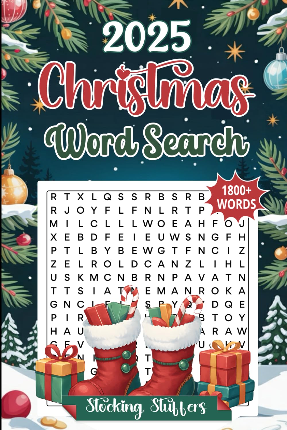 2025 Christmas Word Search: Stockings Stuffers: 1800+ Words Find Puzzle Book for Adults, Seniors & Teens, Large Print with Solutions