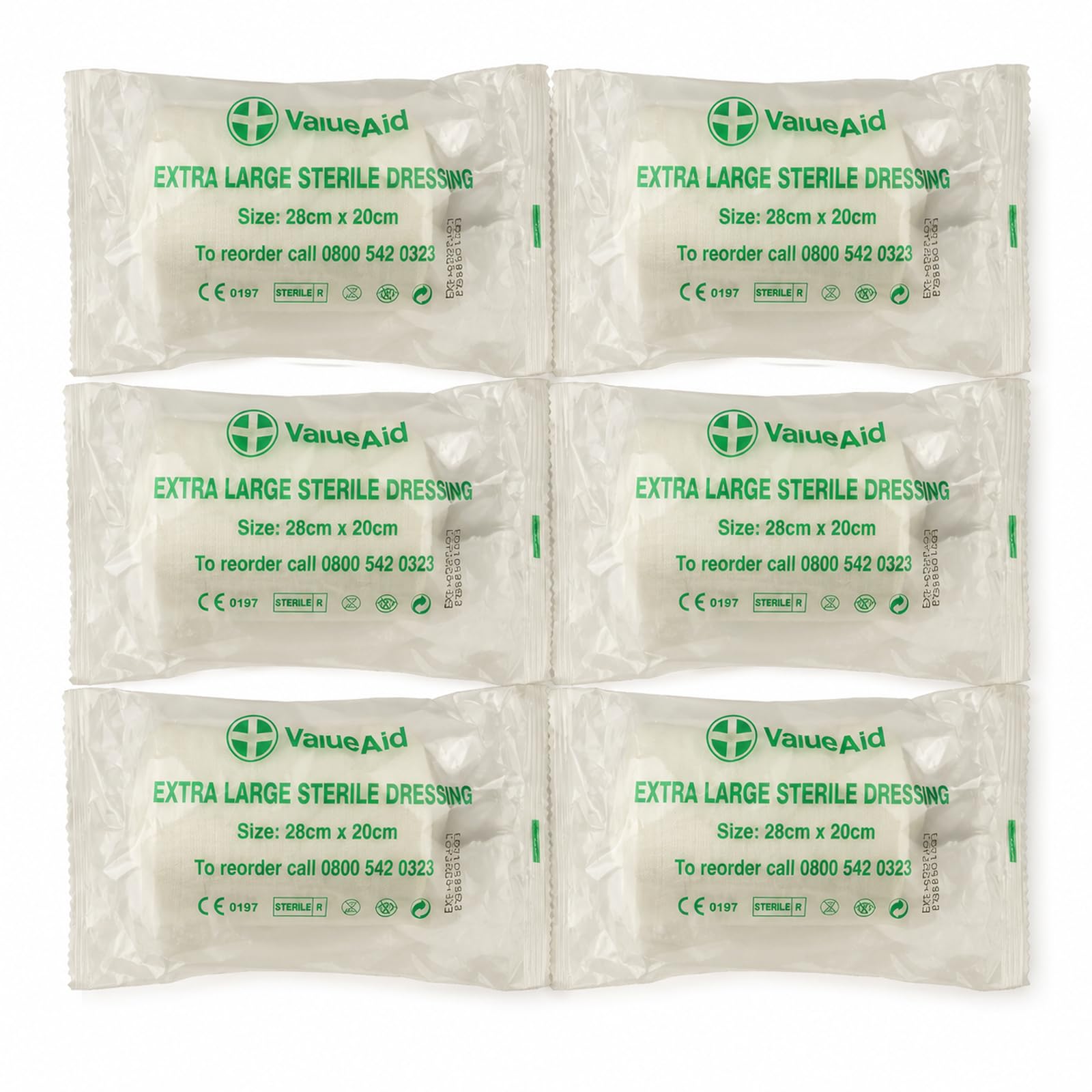 Value Aid Sterile Wound Dressing - Extra Large 28cm x 20cm - Pack of 6 Bandages