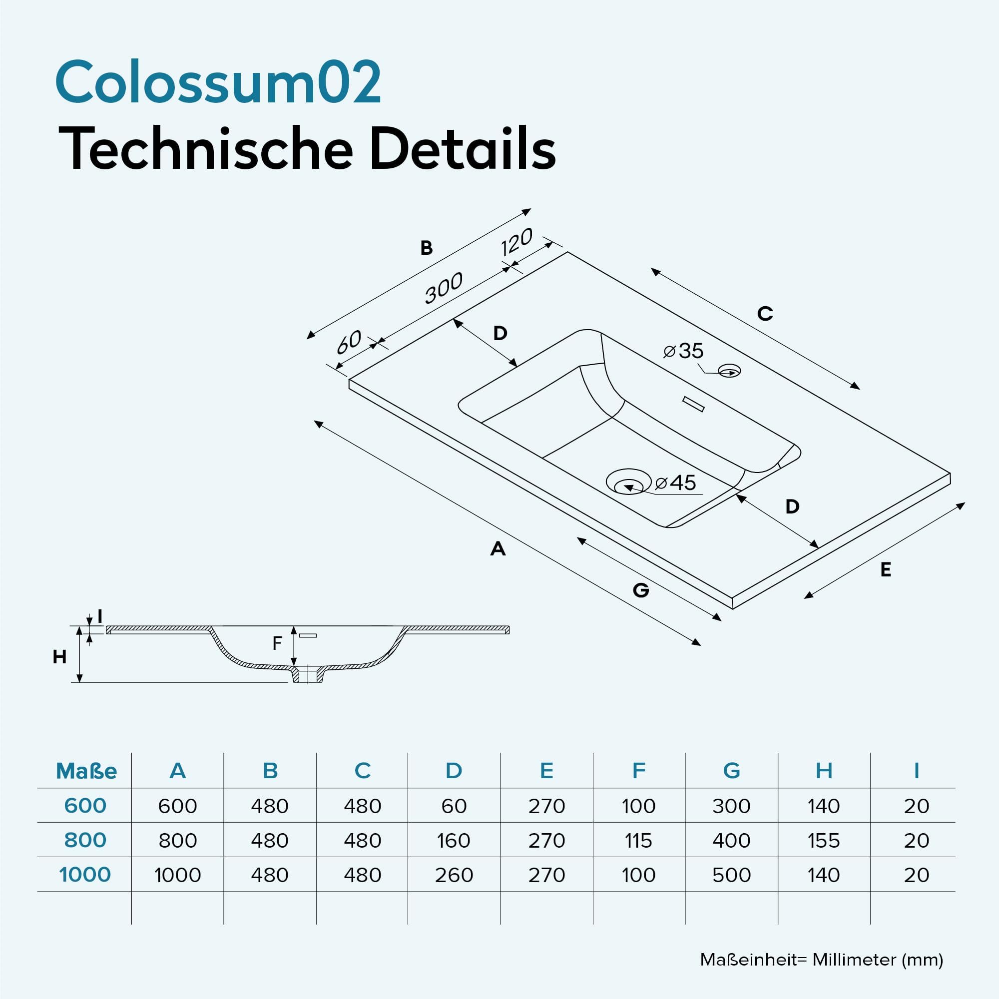 doporro Waschbecken mineralguss Einbauwaschbecken mineralguss 60x48x14 cm anthrazit matt Einbauwaschtisch mit Überlauf Waschtisch Handwaschbecken Col02