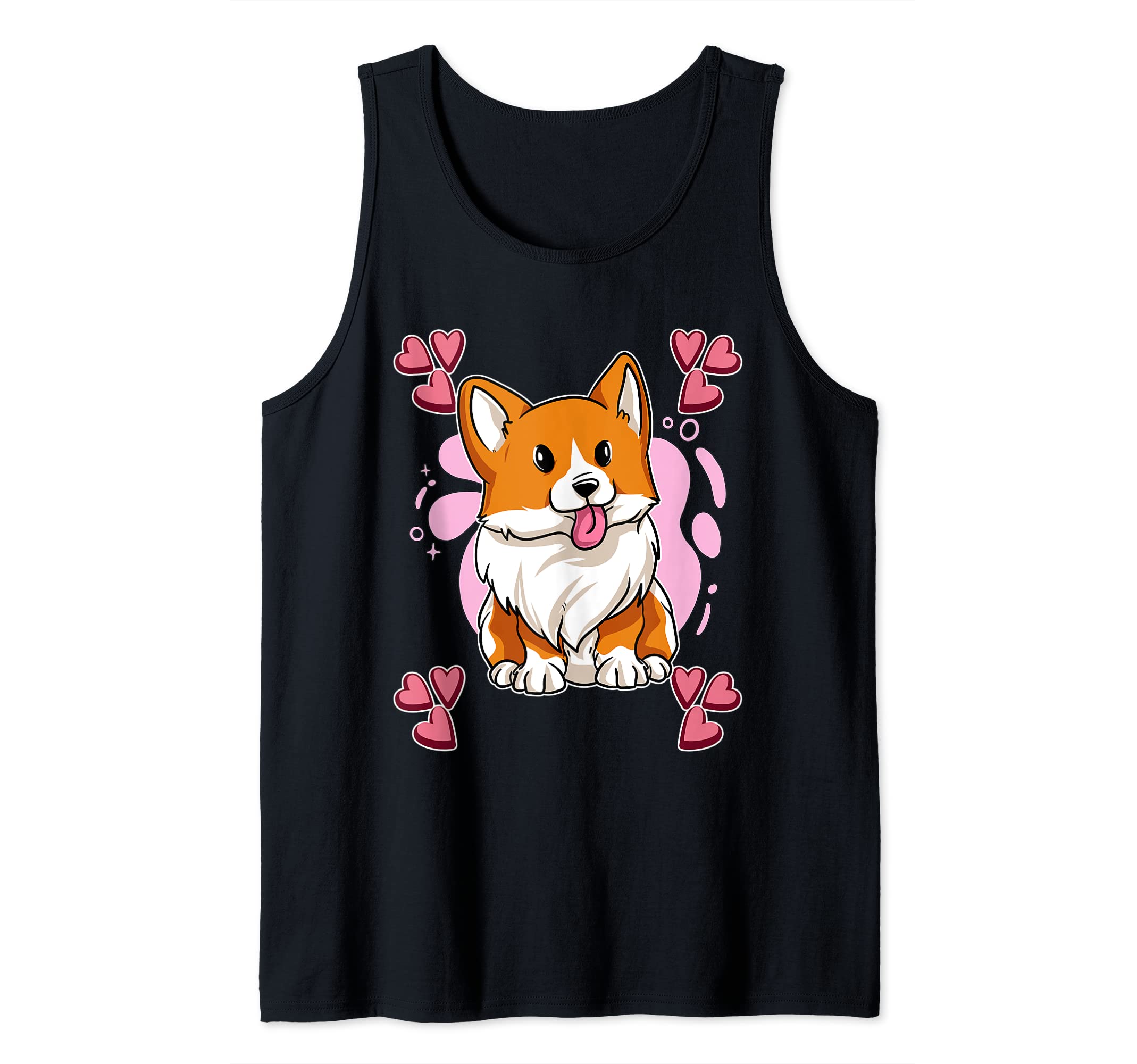 Womens Corgi Art Drawing Hearts Girls Corgi Tank Top