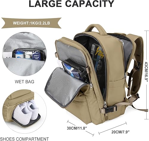 Miniatura 2 de WONHOX Mochila de viaje grande para computadora portátil aprobada para el vuelo, mochila de negocios para mujeres y hombres Mochila de Viaje